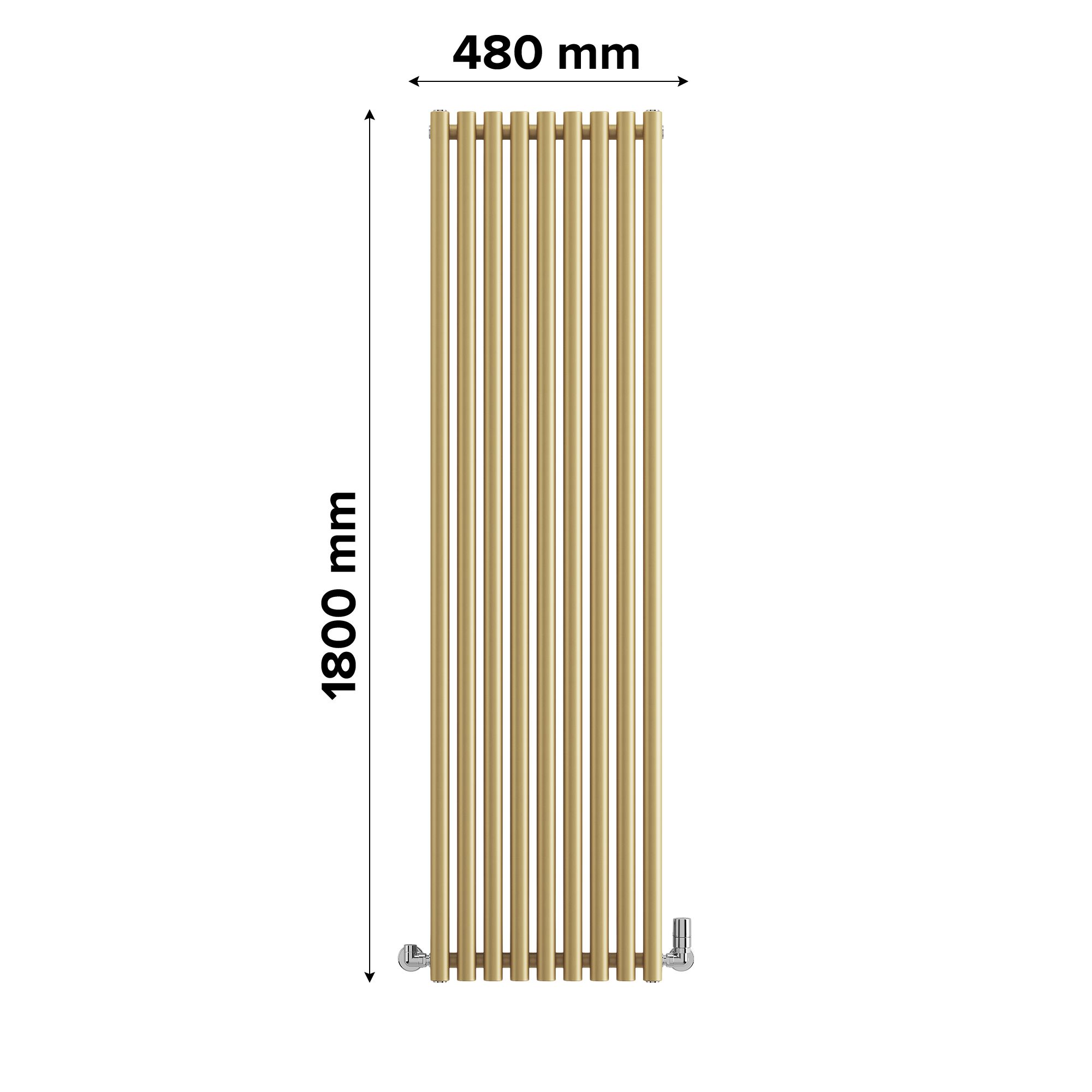 Terma Rolo Room Matt brass Horizontal or vertical Designer Radiator, (W)480mm x (H)1800mm