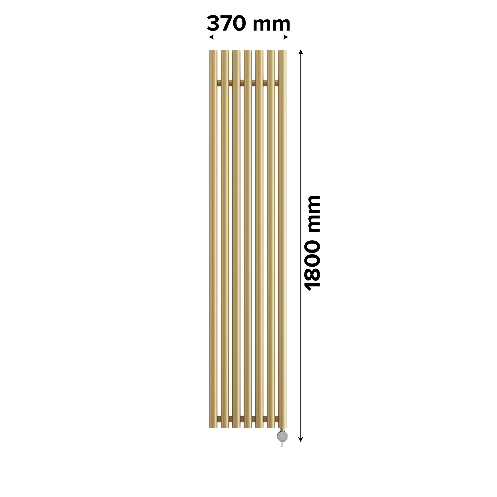 Terma Rolo Room Matt brass Vertical Electric designer Radiator, (W)370mm x (H)1800mm