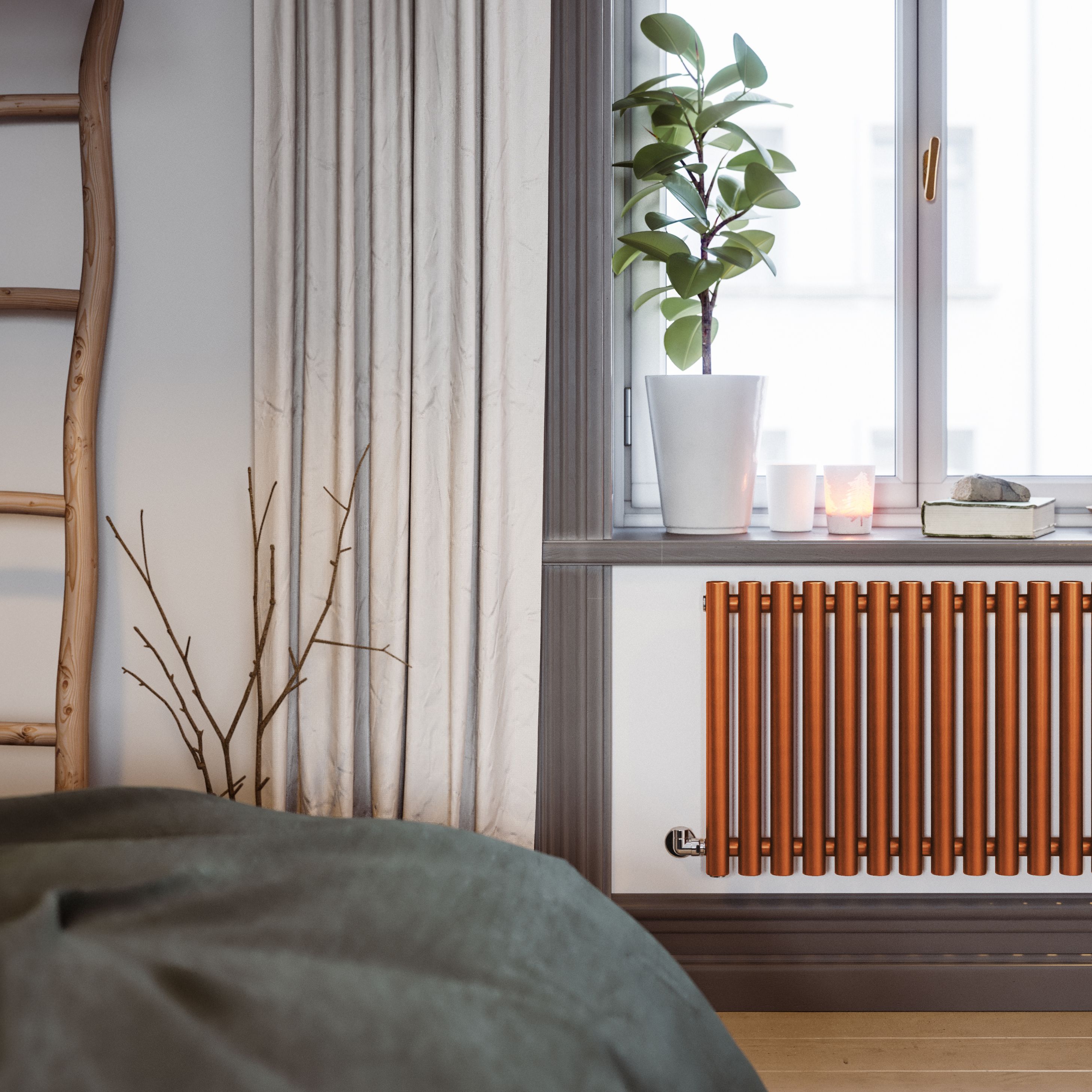Terma Rolo Room Matt copper Horizontal Designer Radiator, (W)865mm x (H)500mm