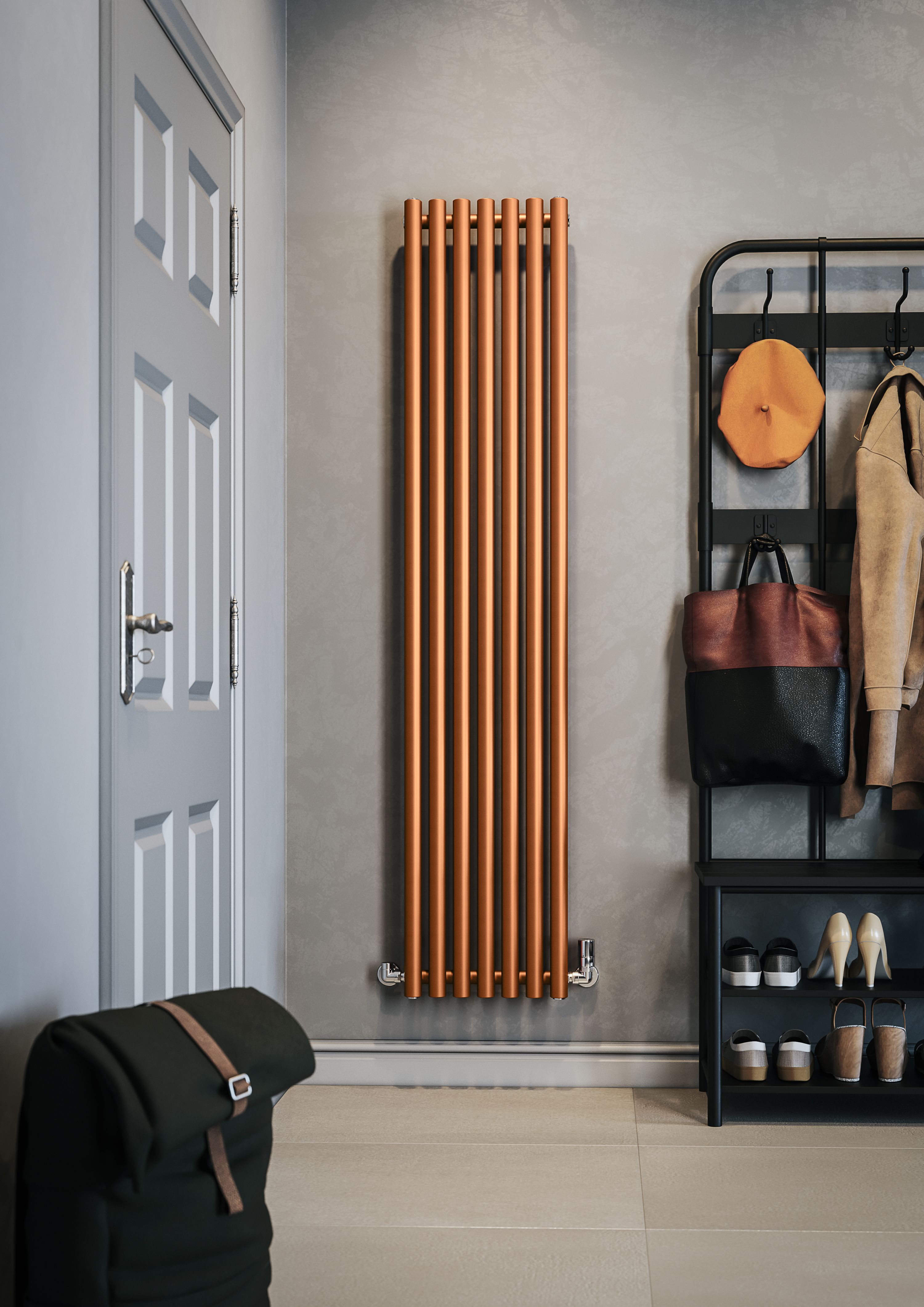 Terma Rolo Room Matt copper Horizontal or vertical Designer Radiator, (W)370mm x (H)1800mm