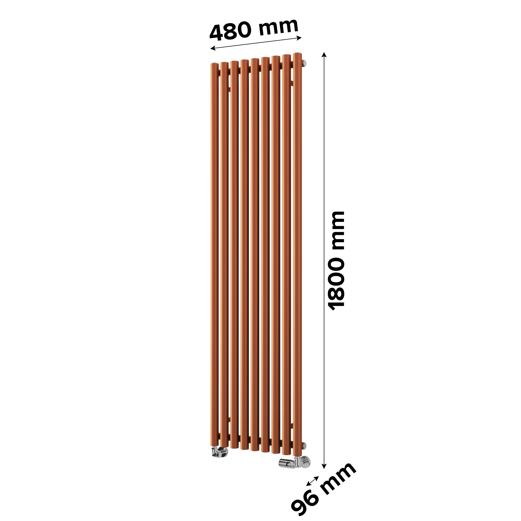 Terma Rolo Room Matt copper Horizontal or vertical Designer Radiator, (W)480mm x (H)1800mm