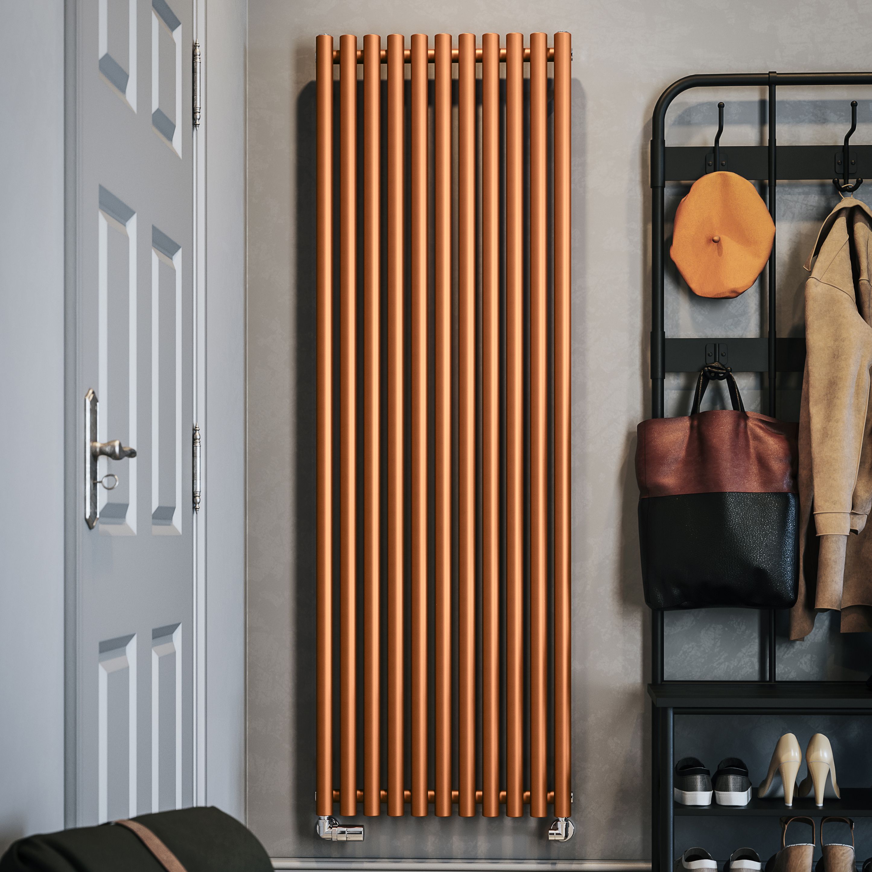 Terma Rolo Room Matt copper Horizontal or vertical Designer Radiator, (W)590mm x (H)1800mm