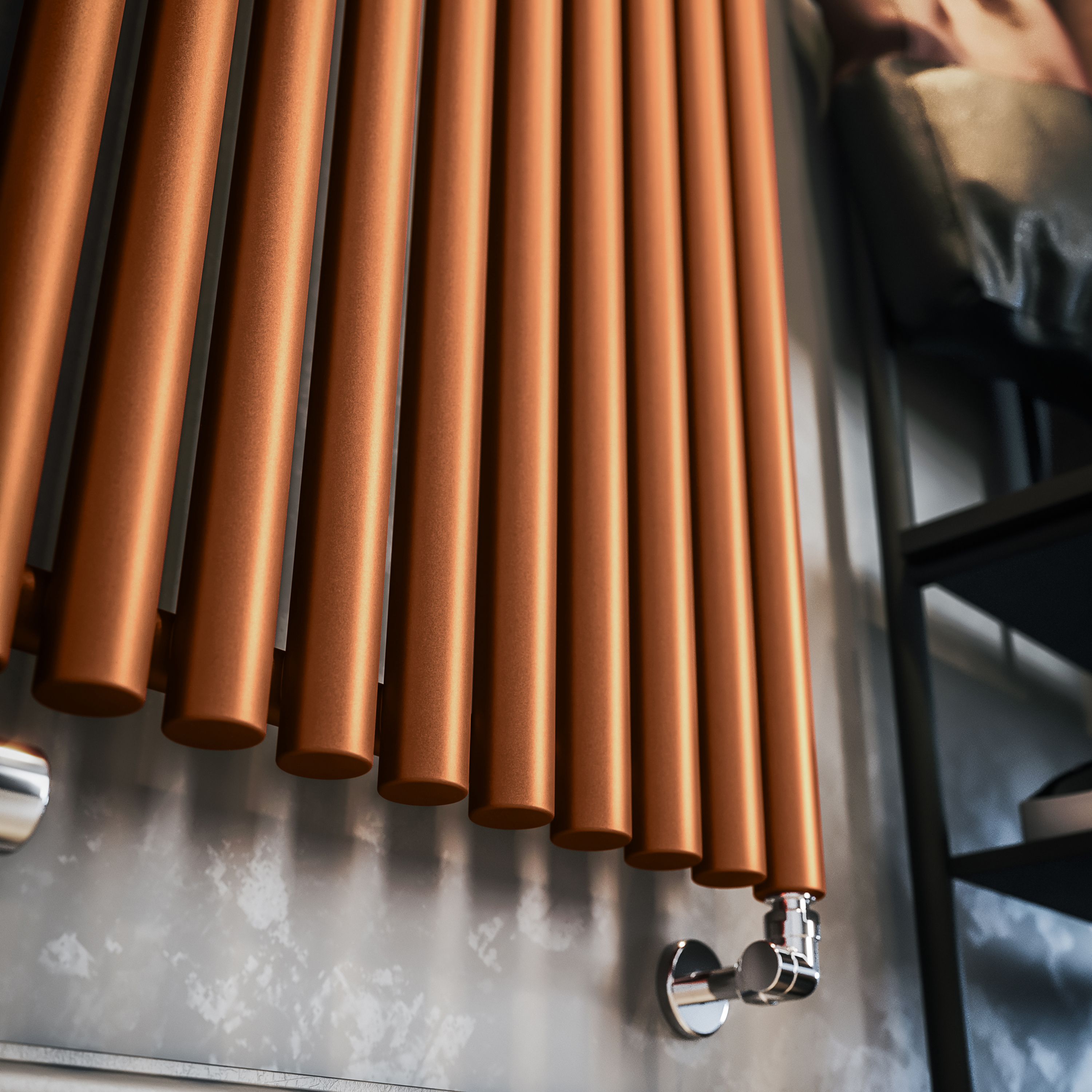 Terma Rolo Room Matt copper Horizontal or vertical Designer Radiator, (W)590mm x (H)1800mm