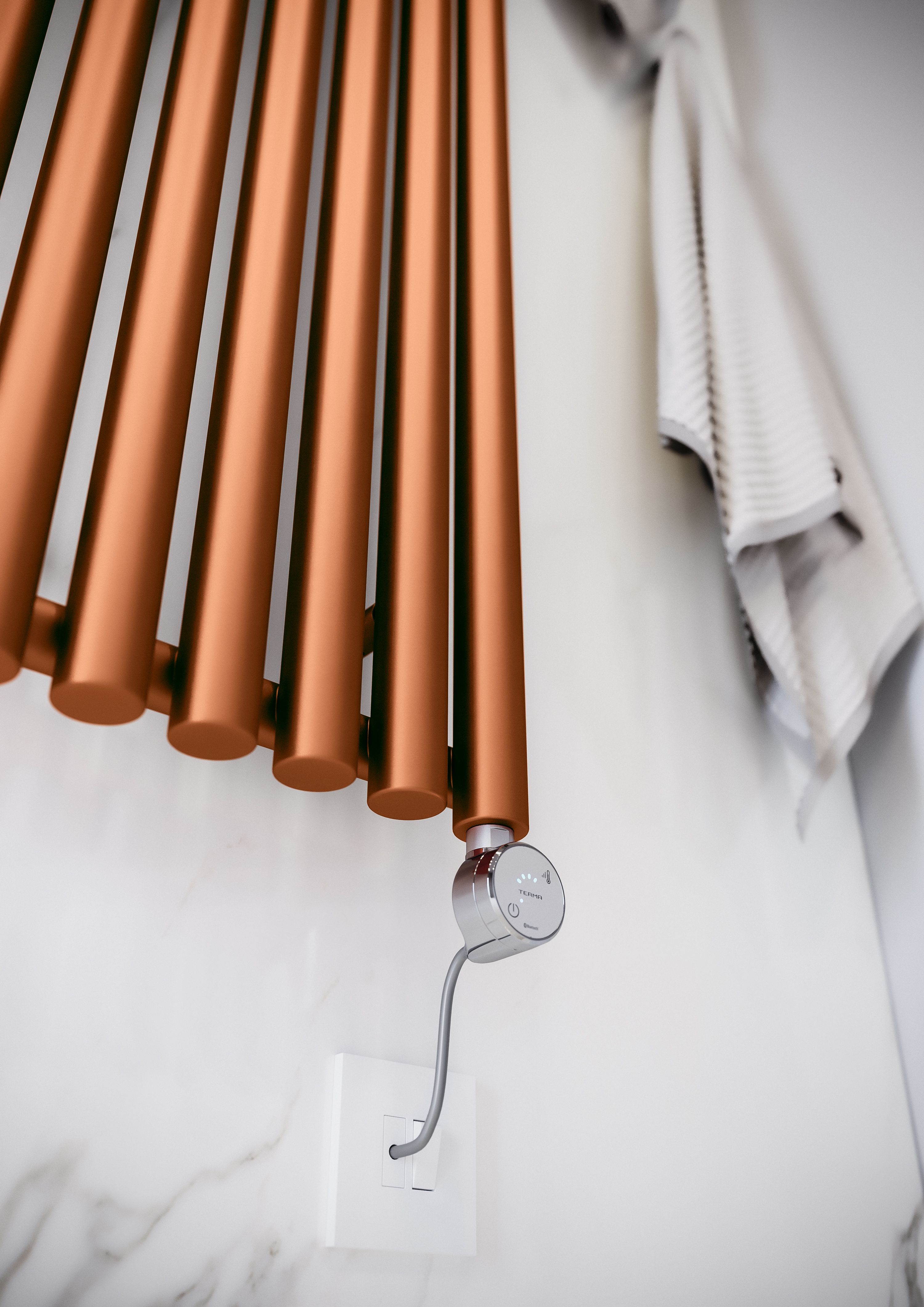 Terma Rolo Room Matt copper Vertical Electric designer Radiator, (W)370mm x (H)1800mm