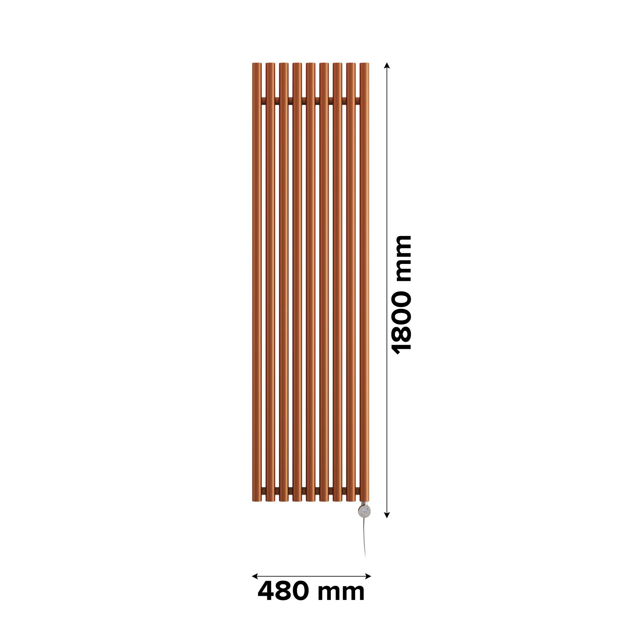 Terma Rolo Room Matt copper Vertical Electric designer Radiator, (W)480mm x (H)1800mm