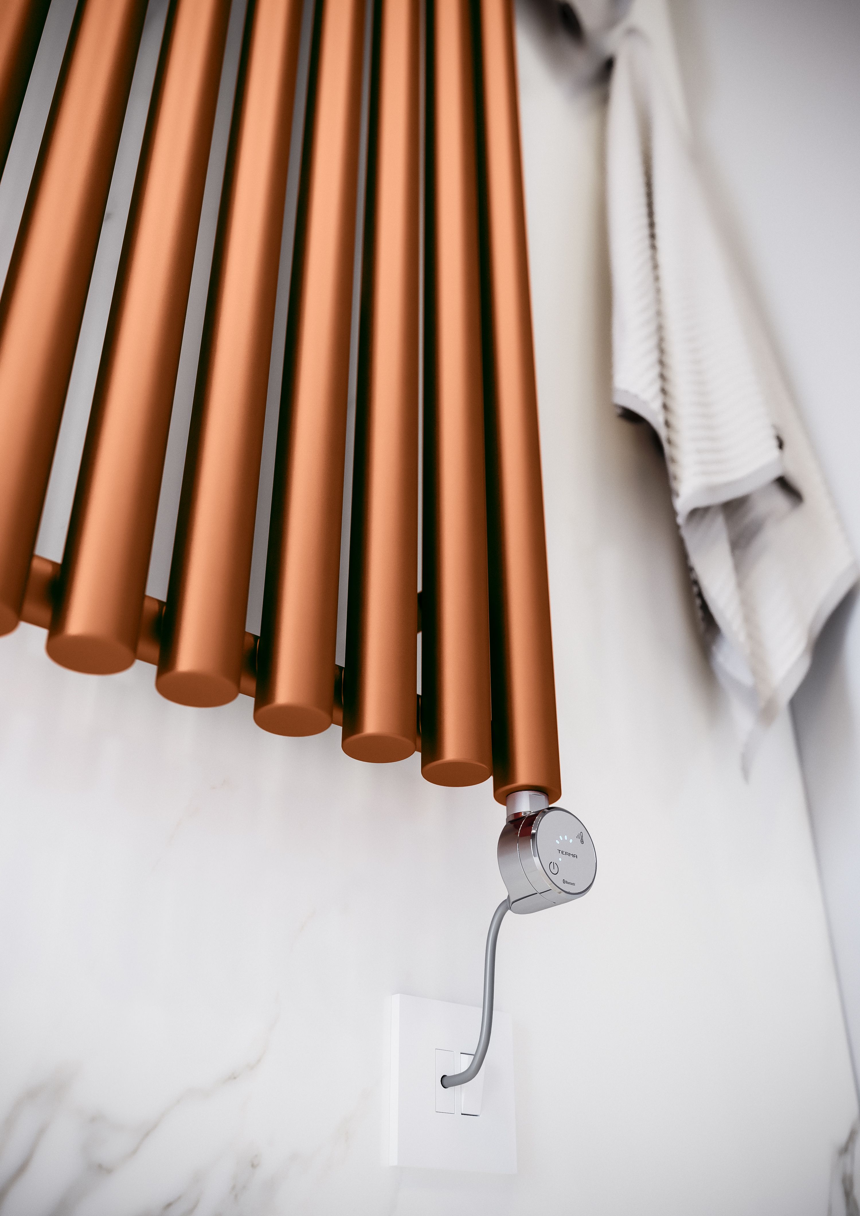 Terma Rolo Room Matt copper Vertical Electric designer Radiator, (W)480mm x (H)1800mm
