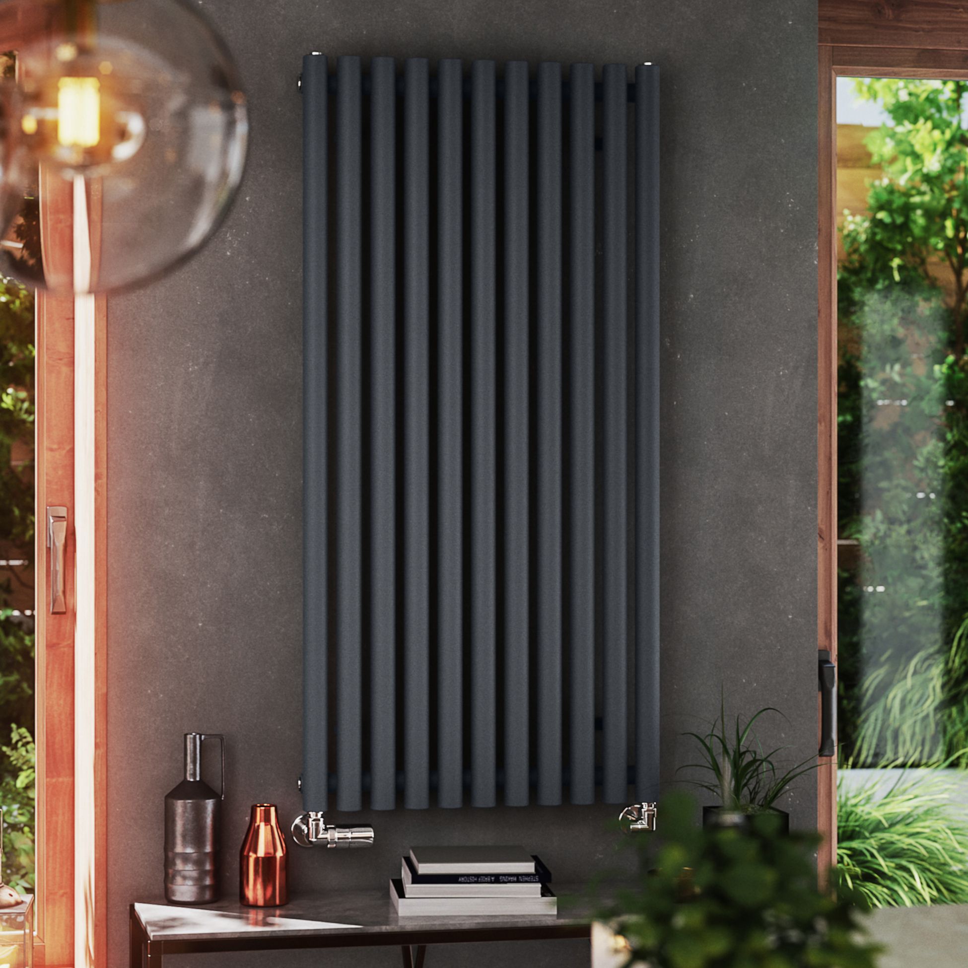 Terma Rolo Room Matt dark grey Horizontal or vertical Designer Radiator, (W)590mm x (H)1200mm