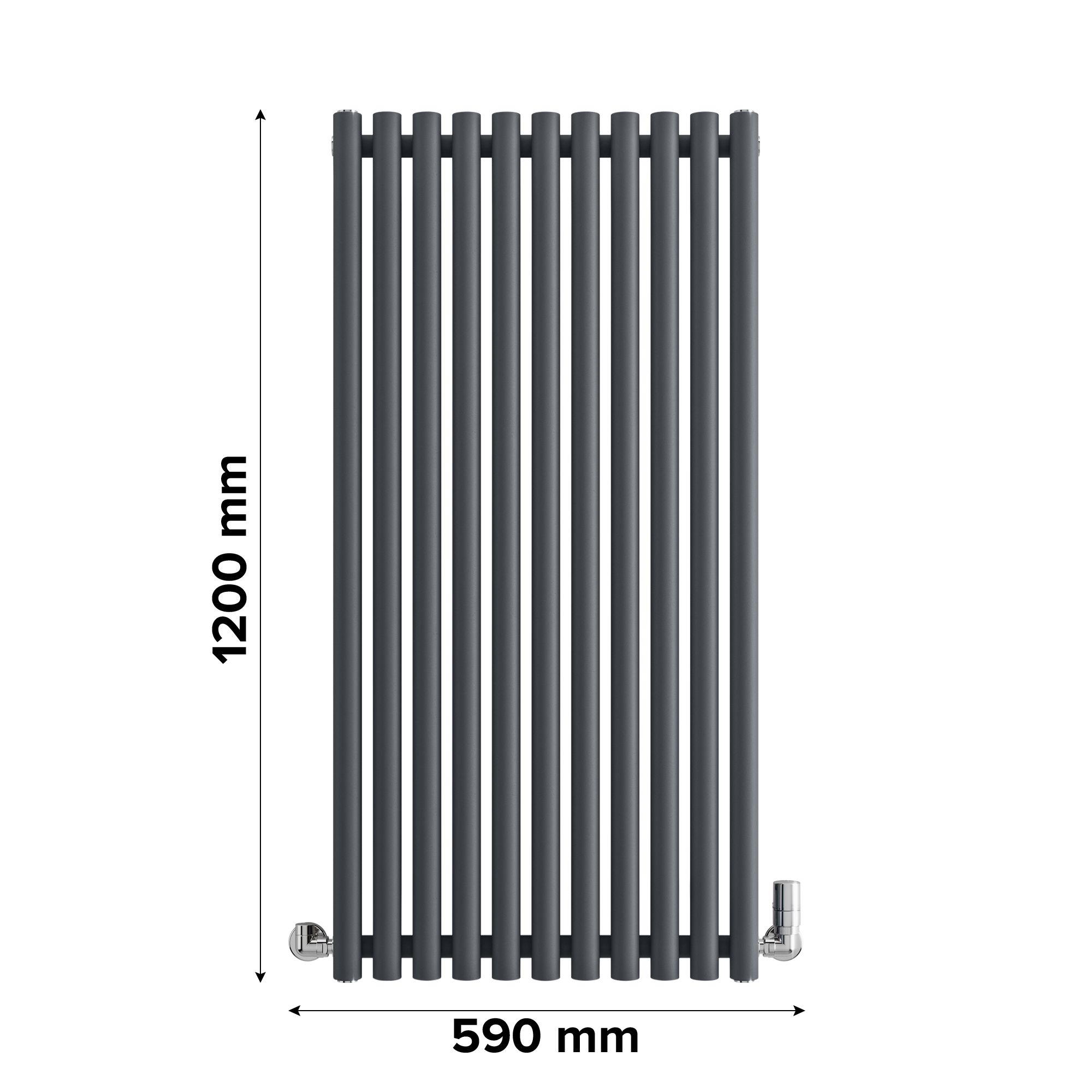 Terma Rolo Room Matt dark grey Horizontal or vertical Designer Radiator, (W)590mm x (H)1200mm