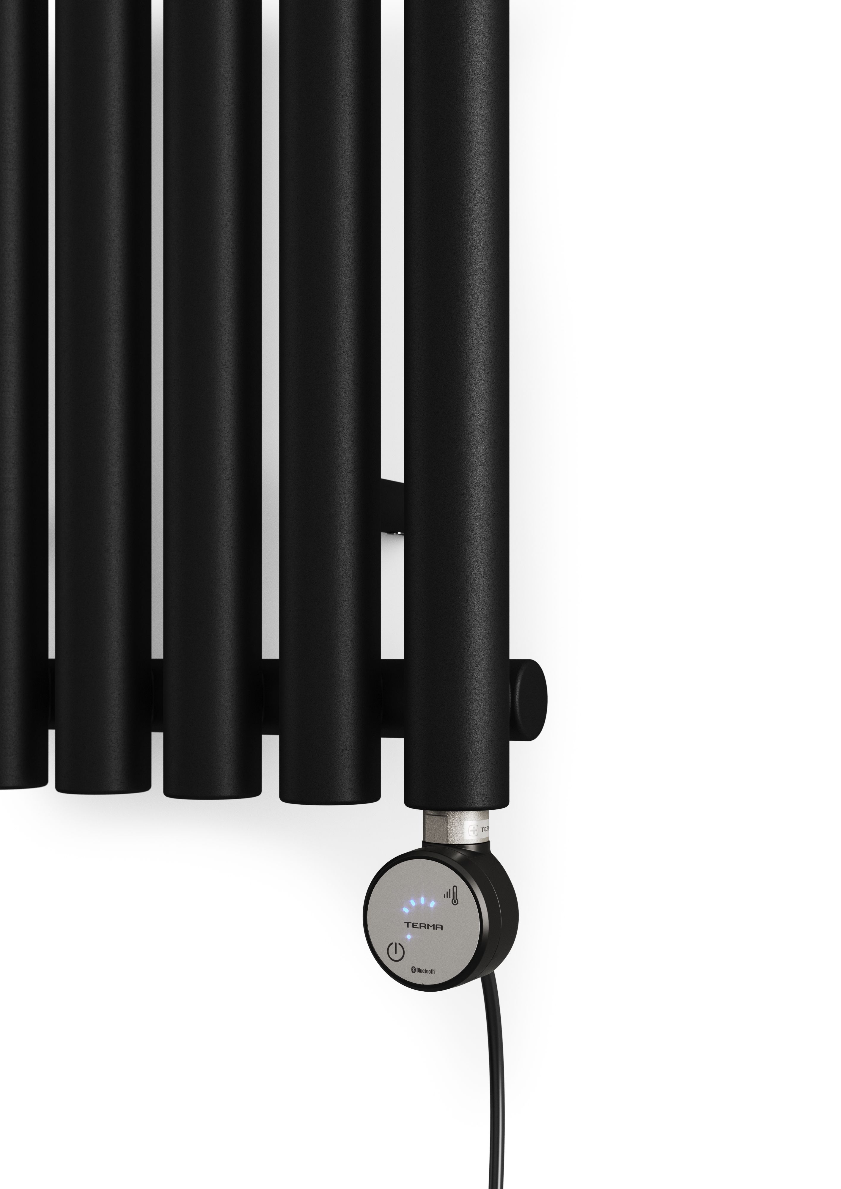 Terma Rolo Room Matt heban black Vertical Electric designer Radiator, (W)370mm x (H)1800mm