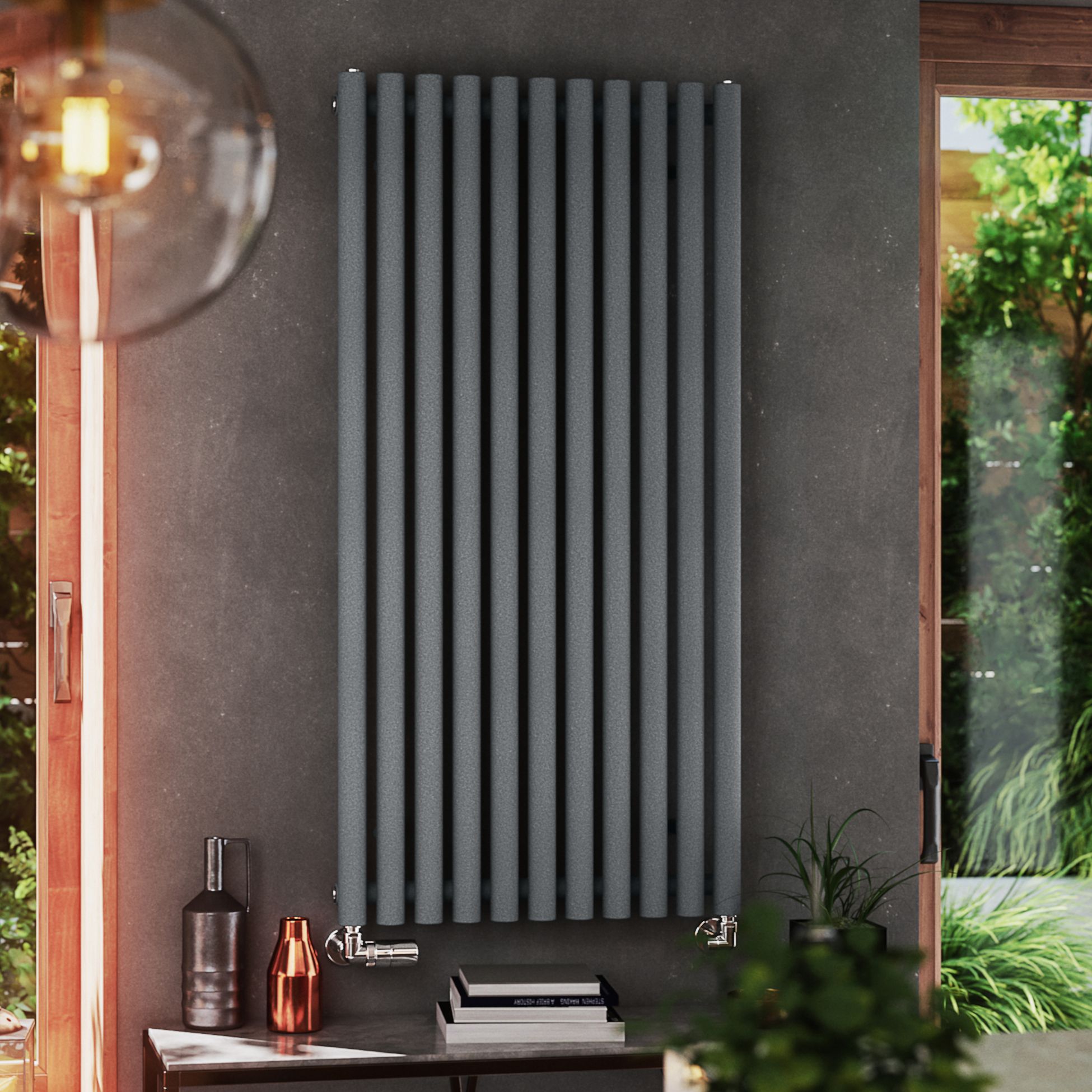 Terma Rolo Room Matt light grey Horizontal or vertical Designer Radiator, (W)590mm x (H)1200mm