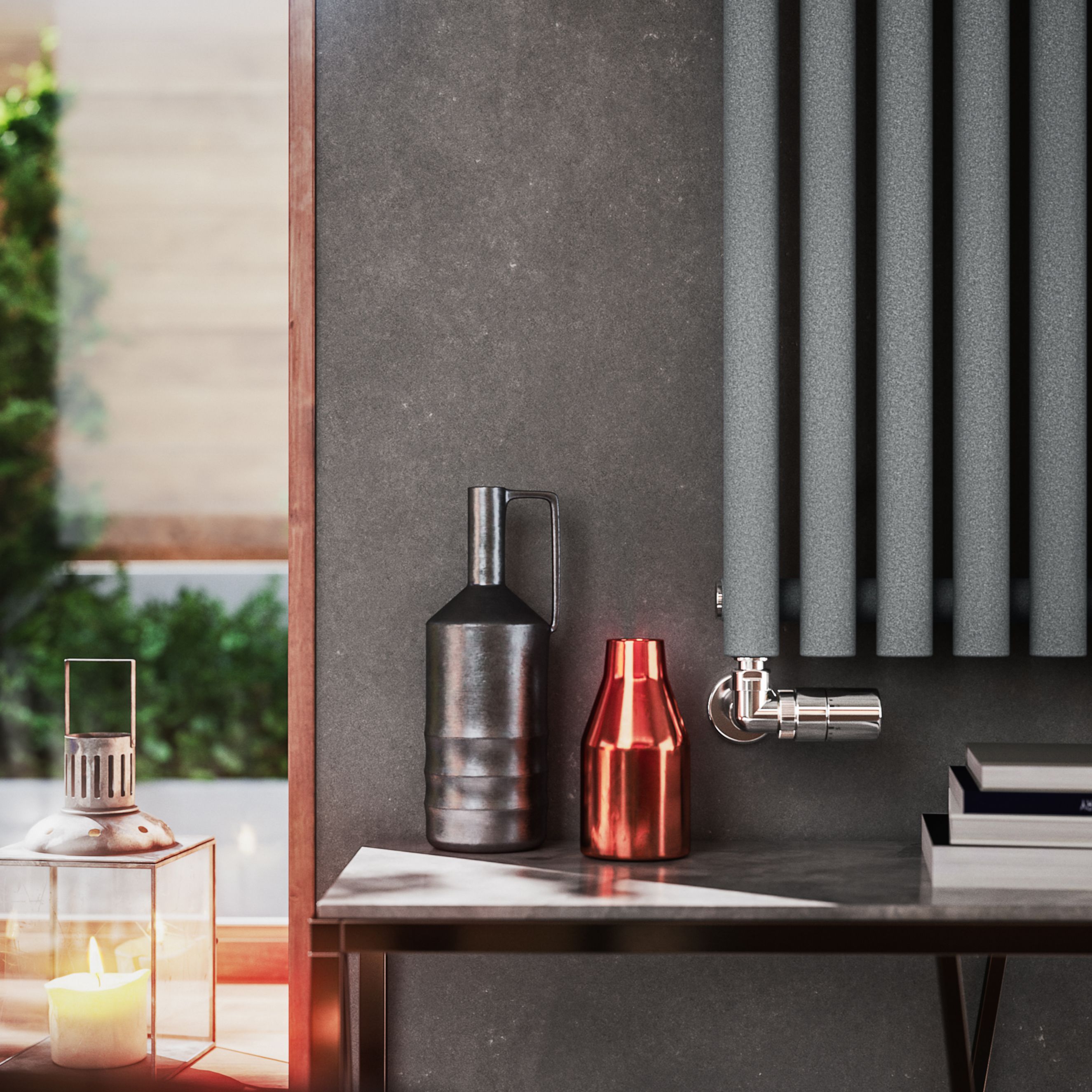 Terma Rolo Room Matt light grey Horizontal or vertical Designer Radiator, (W)590mm x (H)1200mm
