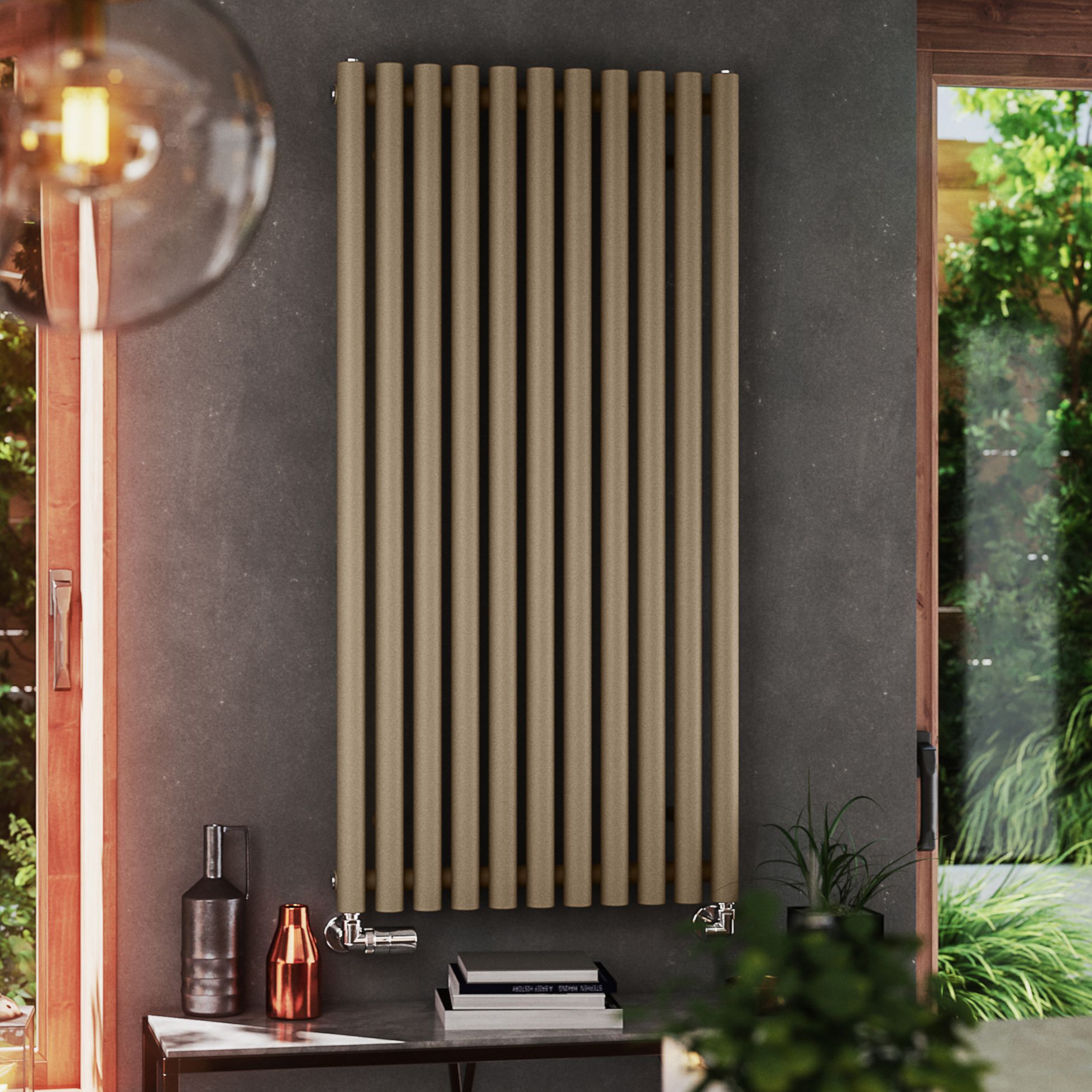 Terma Rolo Room Matt mocha Vertical Designer Radiator, (W)590mm x (H)1200mm