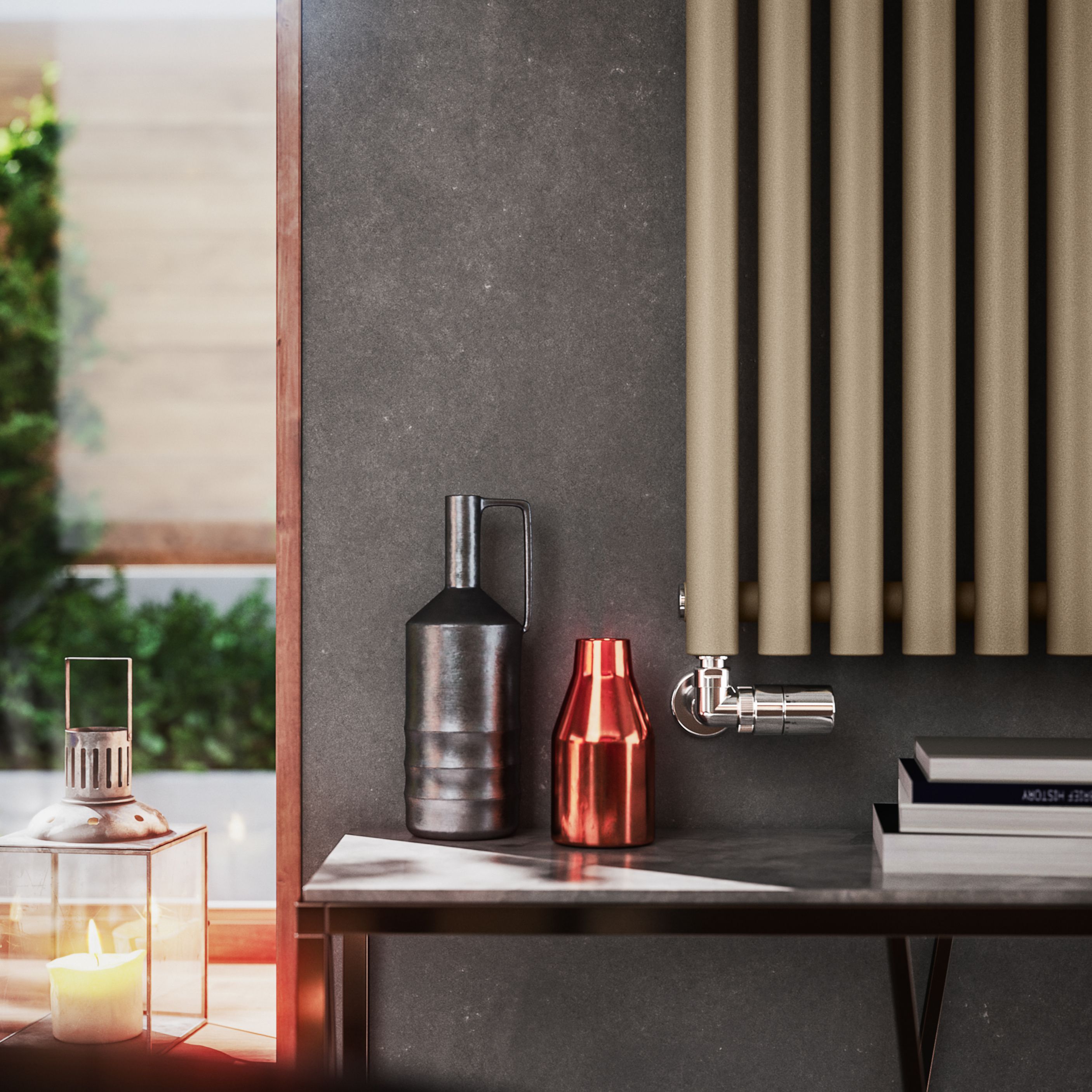 Terma Rolo Room Matt mocha Vertical Designer Radiator, (W)590mm x (H)1200mm