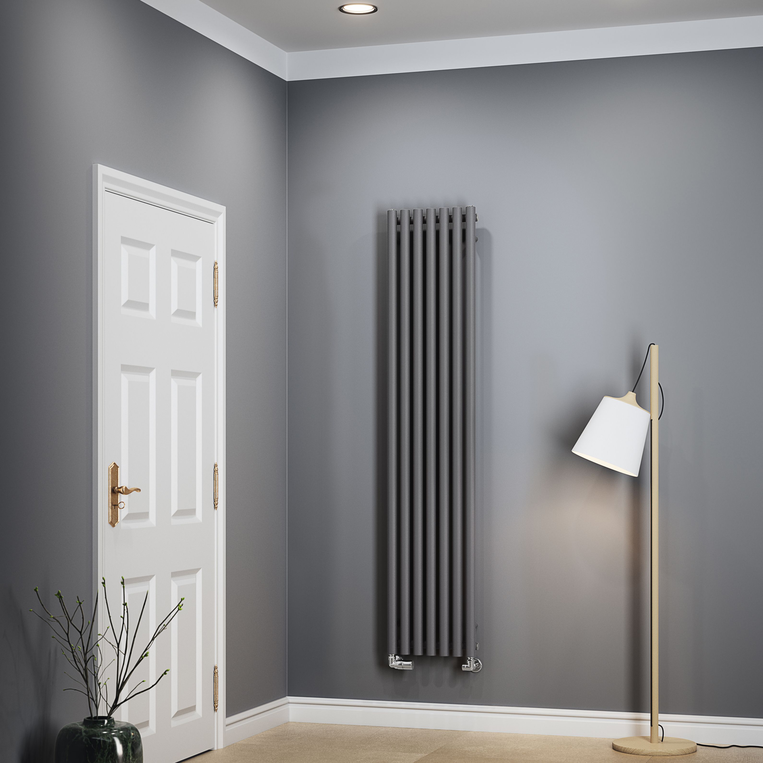 Terma Rolo room Modern grey Horizontal or vertical Designer Radiator, (W)370mm x (H)1800mm