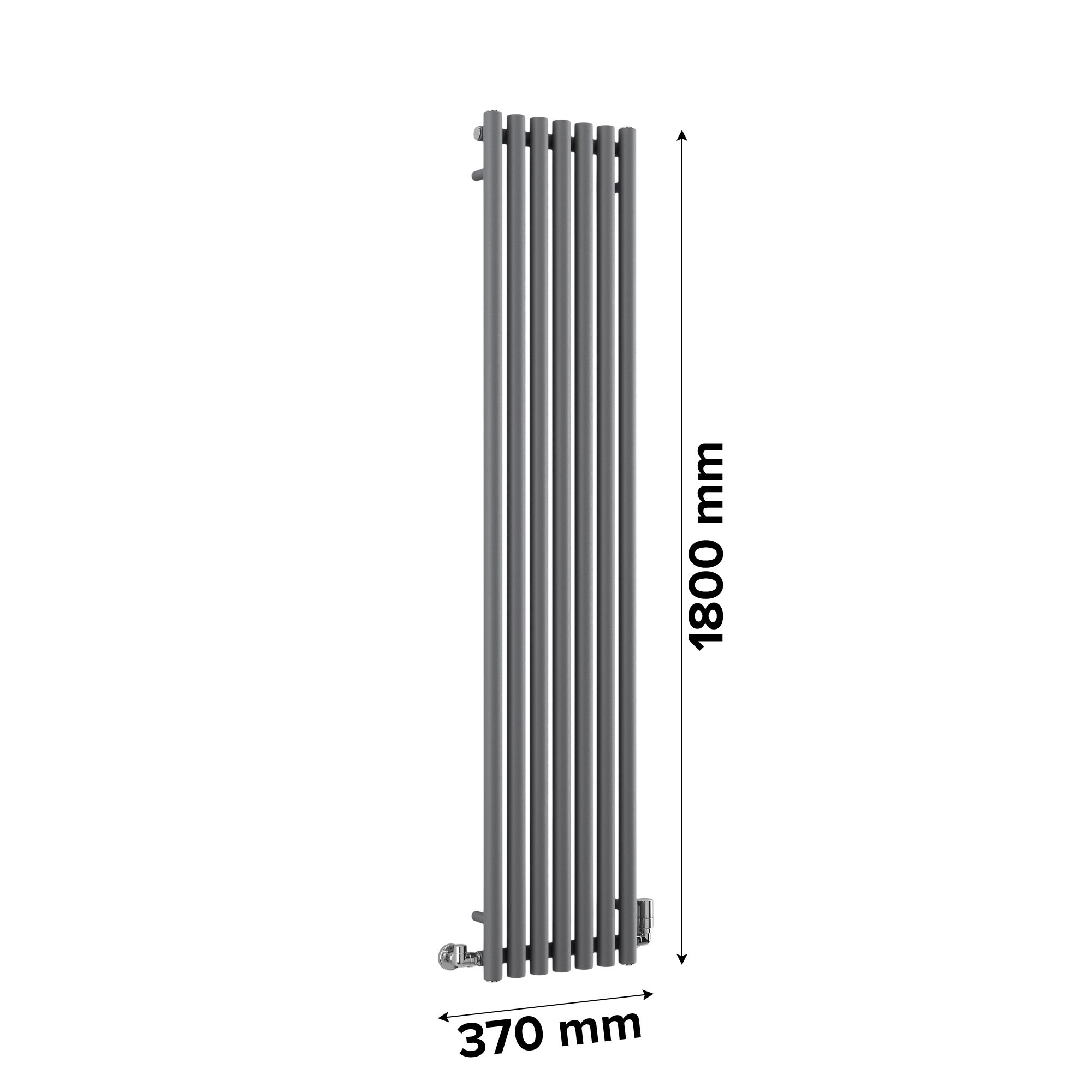 Terma Rolo room Modern grey Horizontal or vertical Designer Radiator, (W)370mm x (H)1800mm