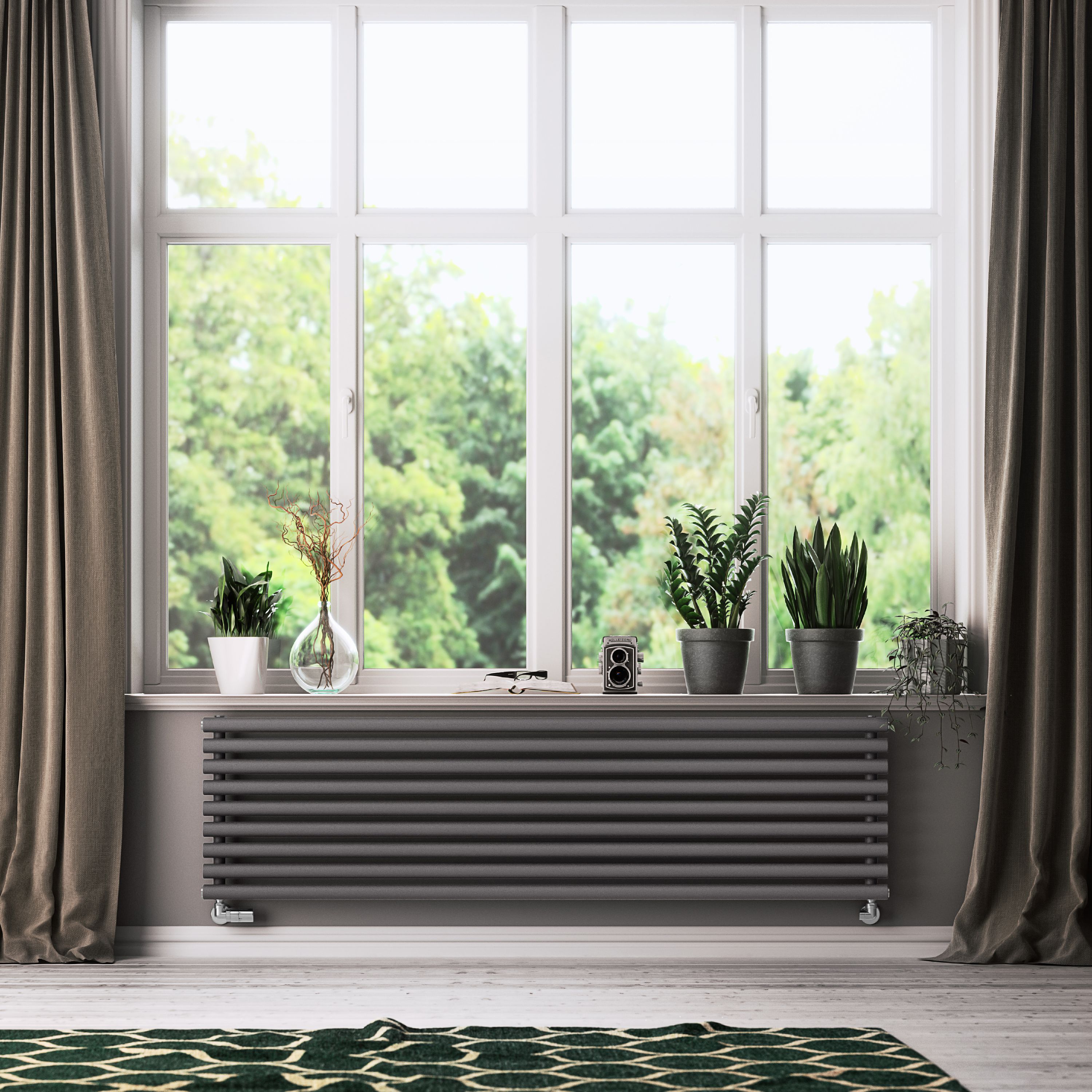 Terma Rolo room Modern grey Horizontal or vertical Designer Radiator, (W)480mm x (H)1800mm