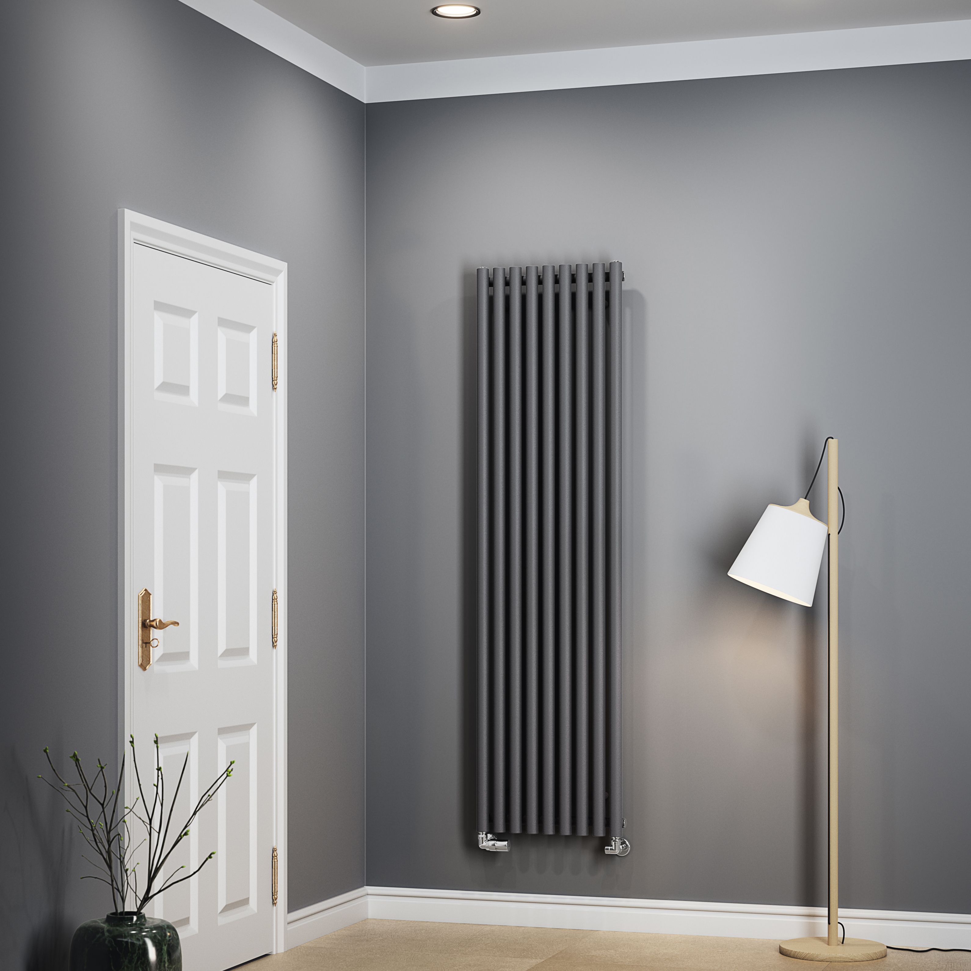 Terma Rolo room Modern grey Horizontal or vertical Designer Radiator, (W)480mm x (H)1800mm