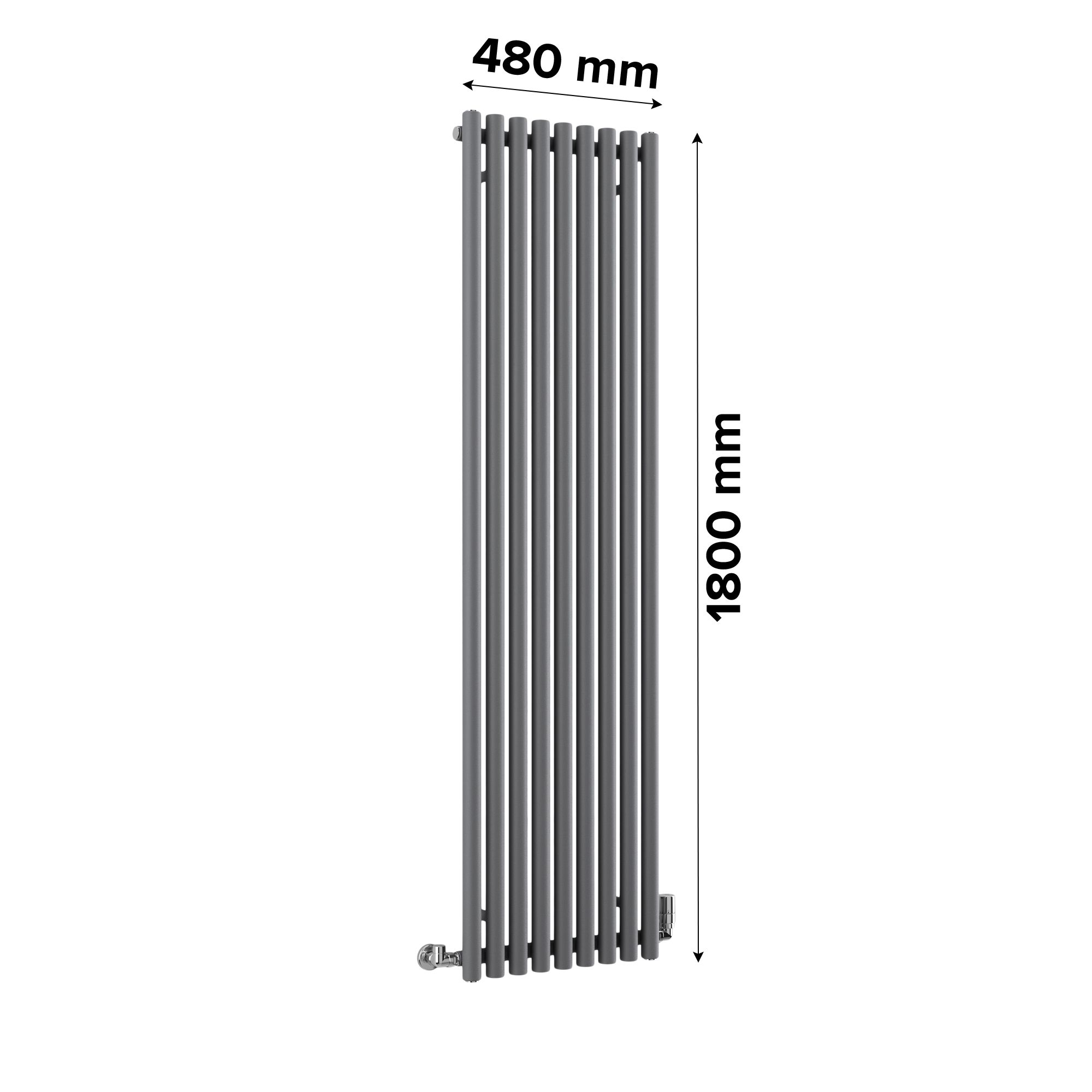 Terma Rolo room Modern grey Horizontal or vertical Designer Radiator, (W)480mm x (H)1800mm