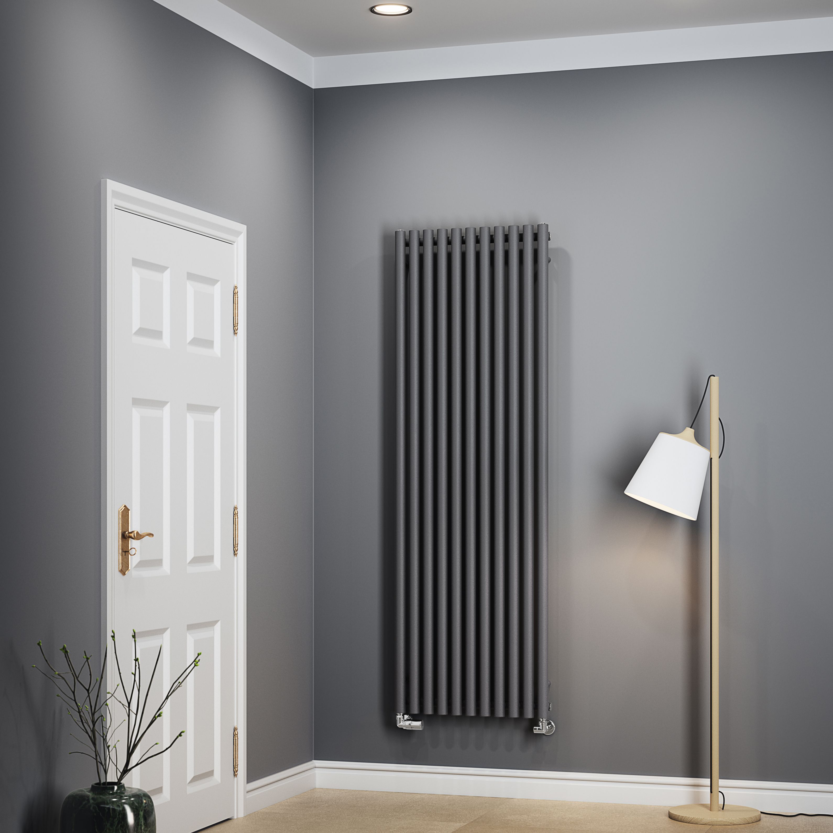 Terma Rolo room Modern grey Horizontal or vertical Designer Radiator, (W)590mm x (H)1800mm
