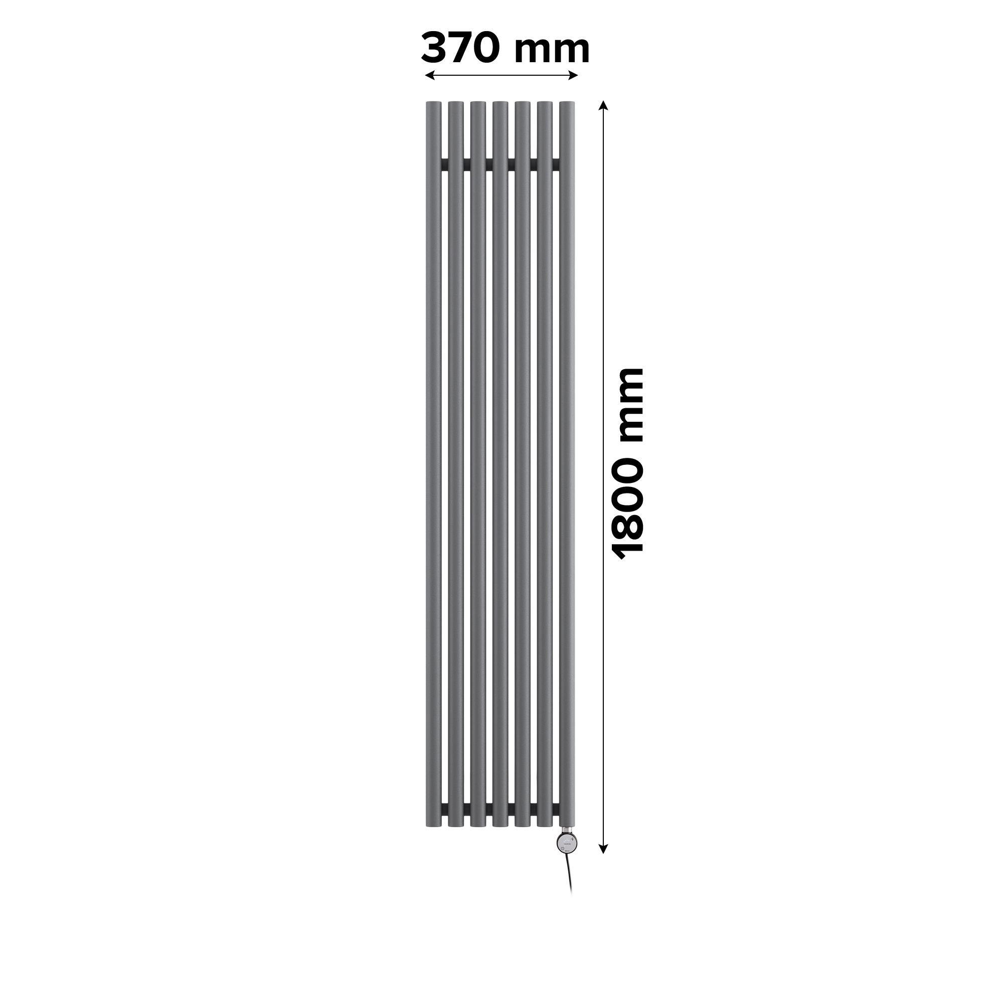 Terma Rolo room Modern grey Vertical Electric designer Radiator, (W)370mm x (H)1800mm