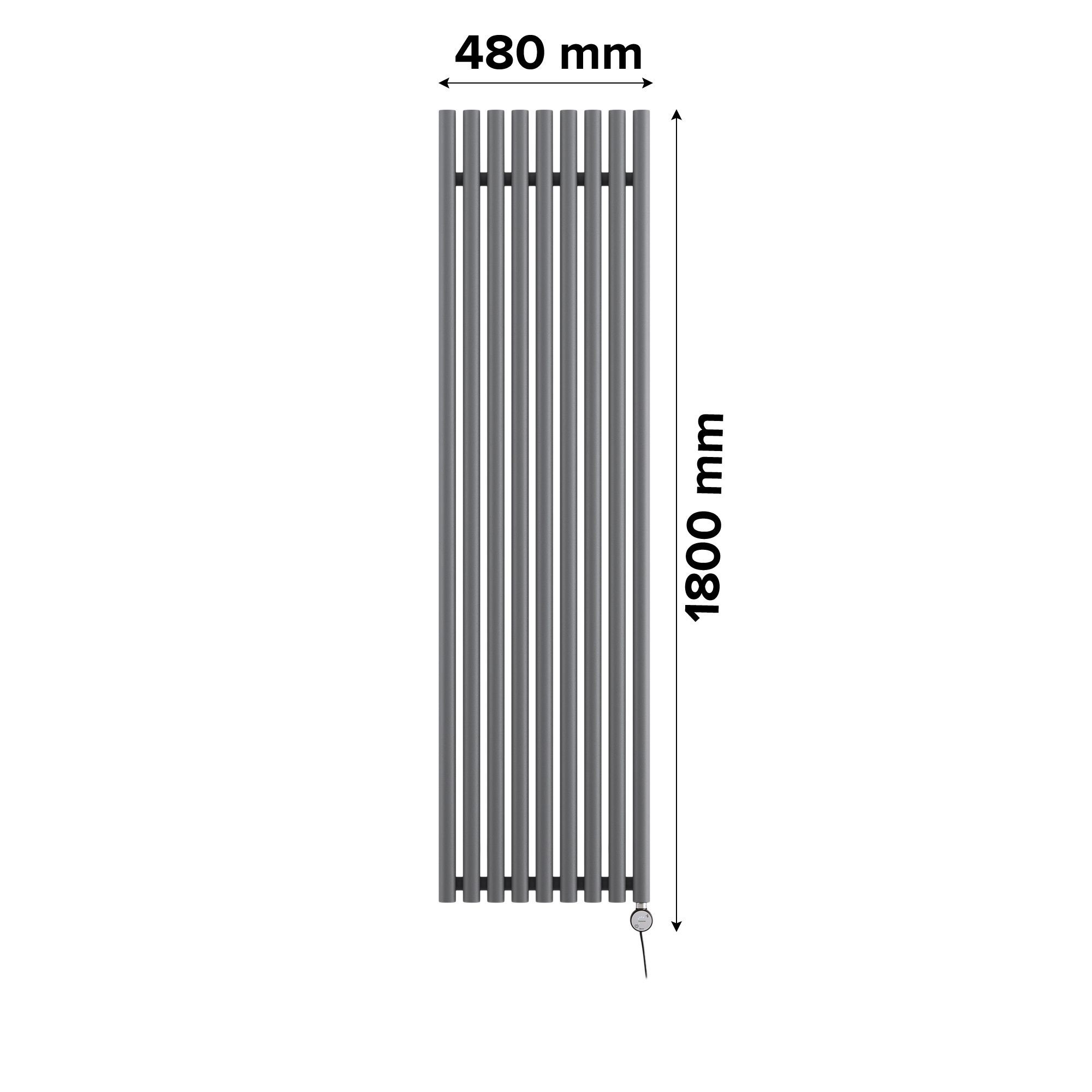 Terma Rolo room Modern grey Vertical Electric designer Radiator, (W)480mm x (H)1800mm