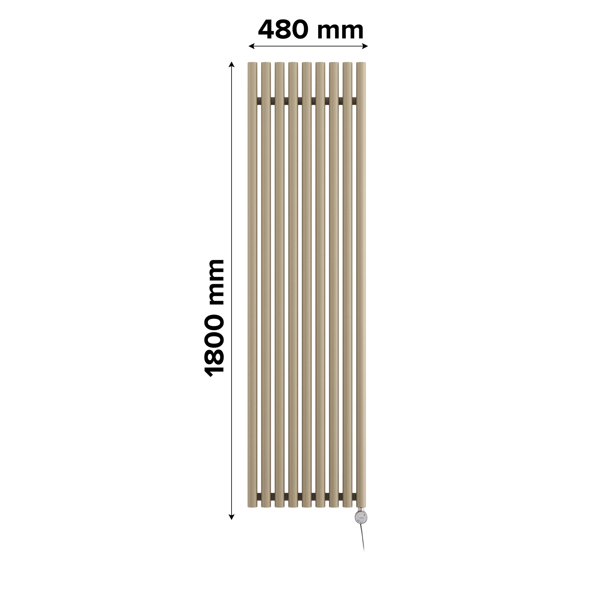 Terma Rolo room Quartz mocha Vertical Electric designer Radiator, (W)480mm x (H)1800mm