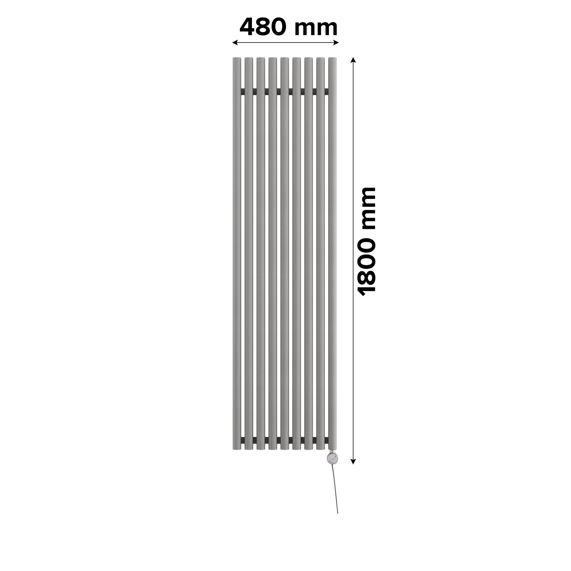 Terma Rolo room Salt n pepper Vertical Electric designer Radiator, (W)480mm x (H)1800mm