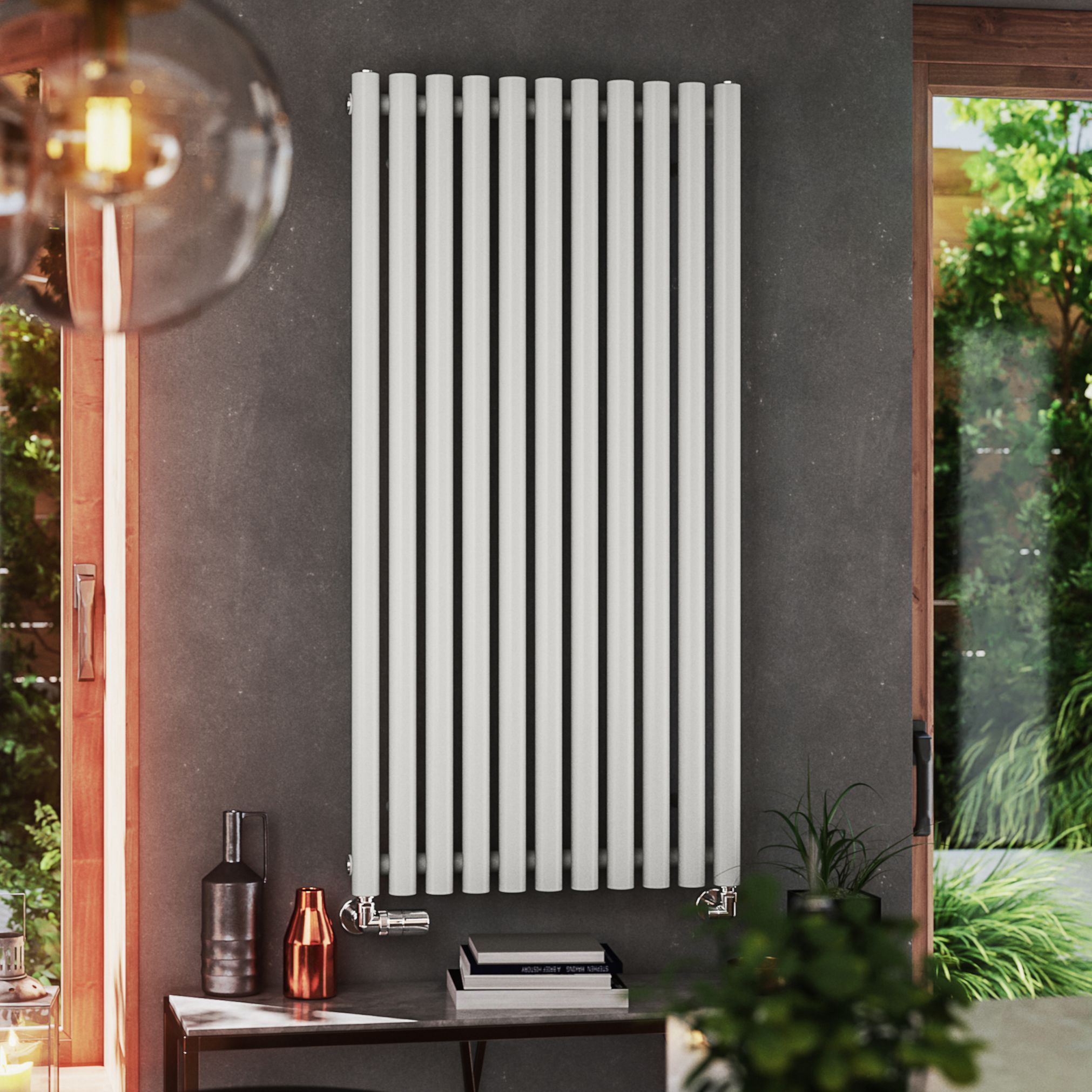 Terma Rolo Room Satin white Horizontal or vertical Designer Radiator, (W)590mm x (H)1200mm