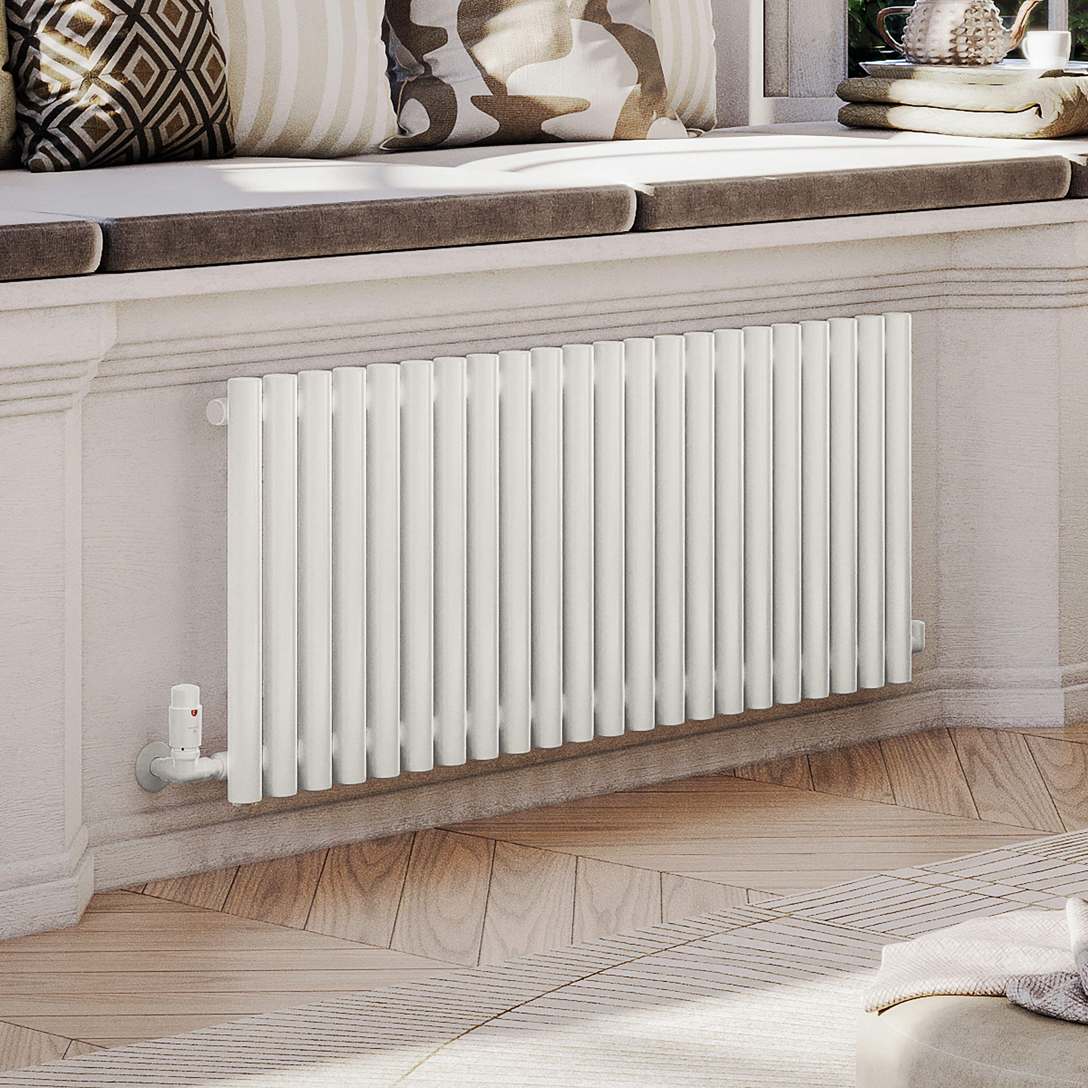 Terma Rolo Room White Hydronic Horizontal Designer 2768BTU Radiator, (W)1195mm x (H)500mm