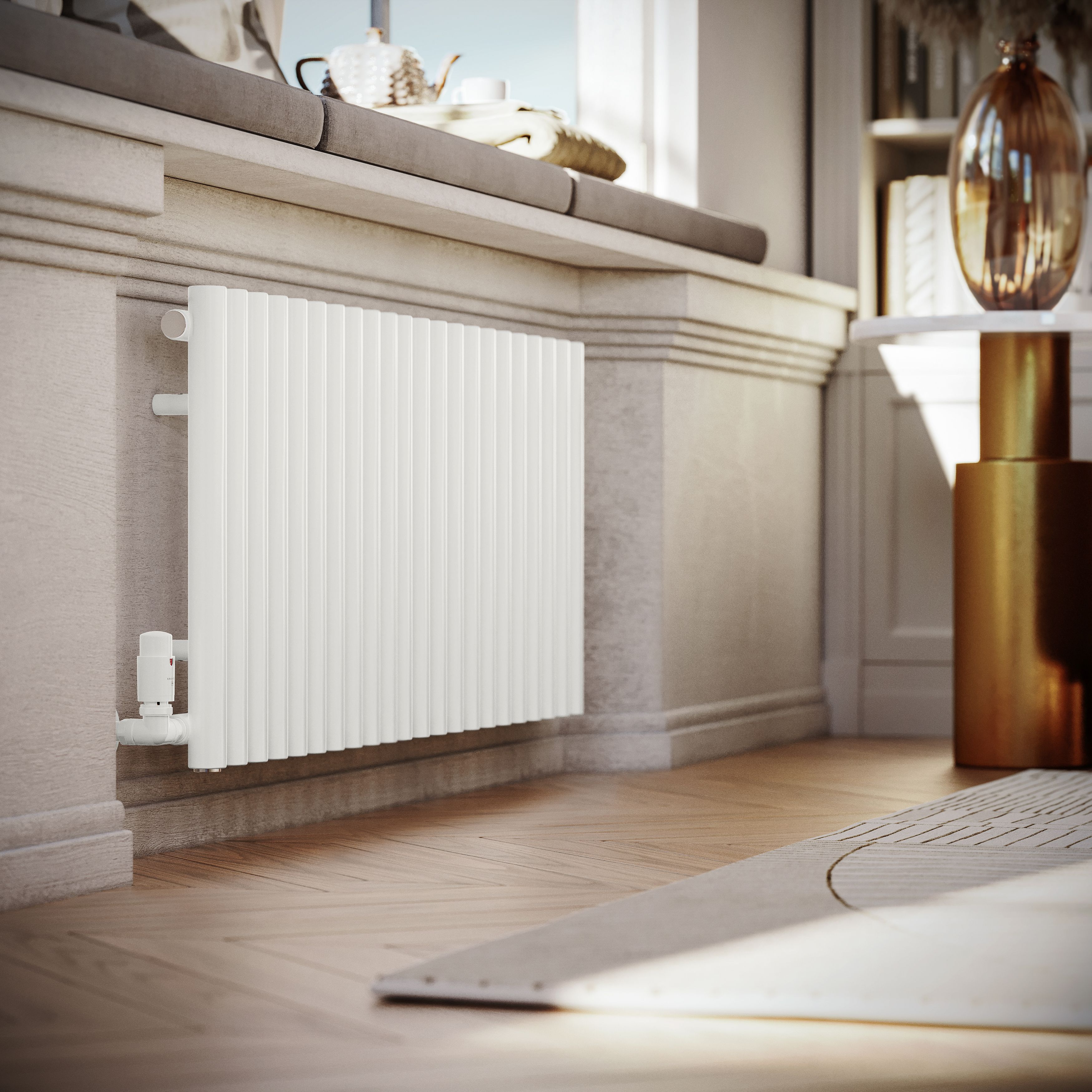 Terma Rolo Room White Hydronic Horizontal Designer 2768BTU Radiator, (W)1195mm x (H)500mm