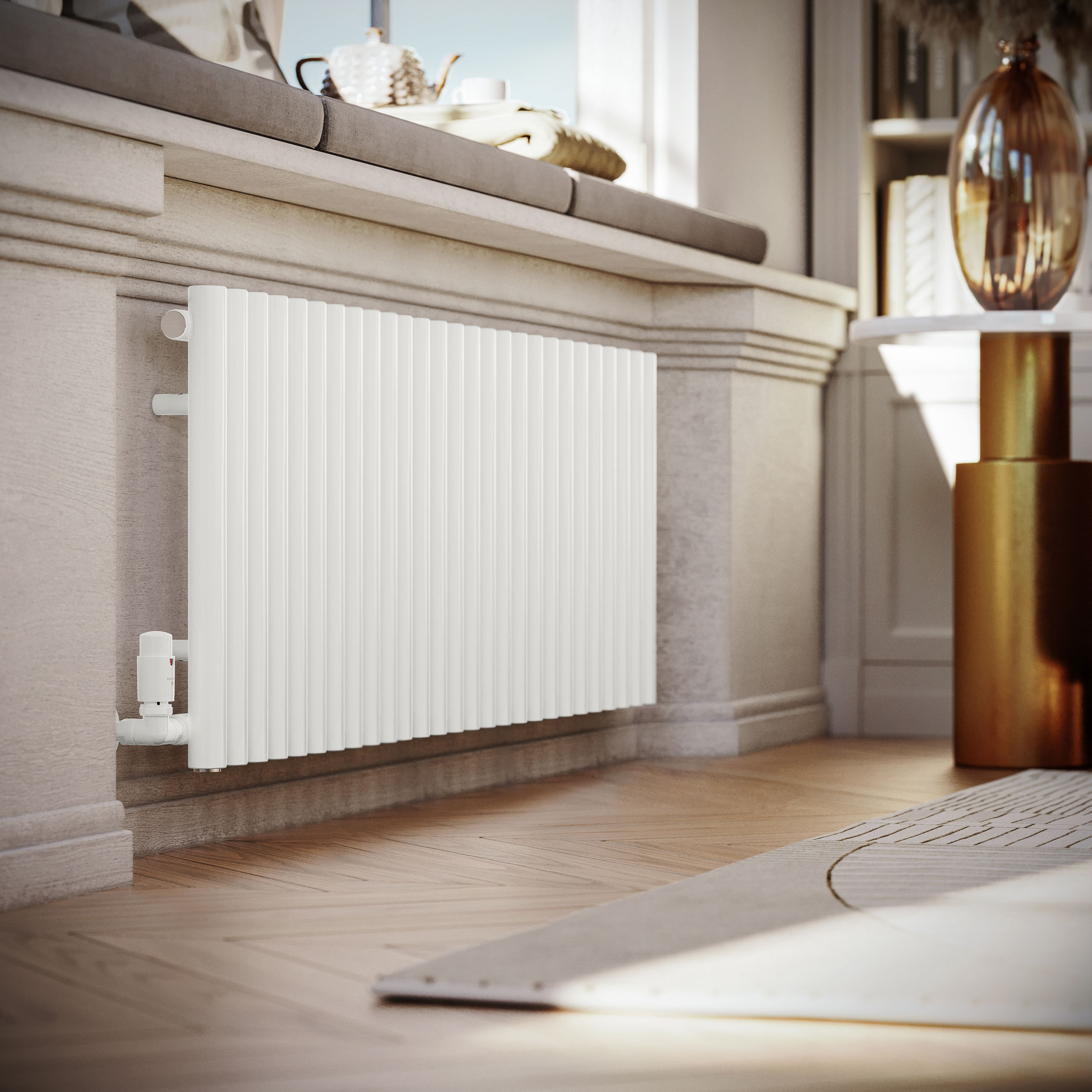 Terma Rolo Room White Hydronic Horizontal Designer 3399BTU Radiator, (W)1470mm x (H)500mm