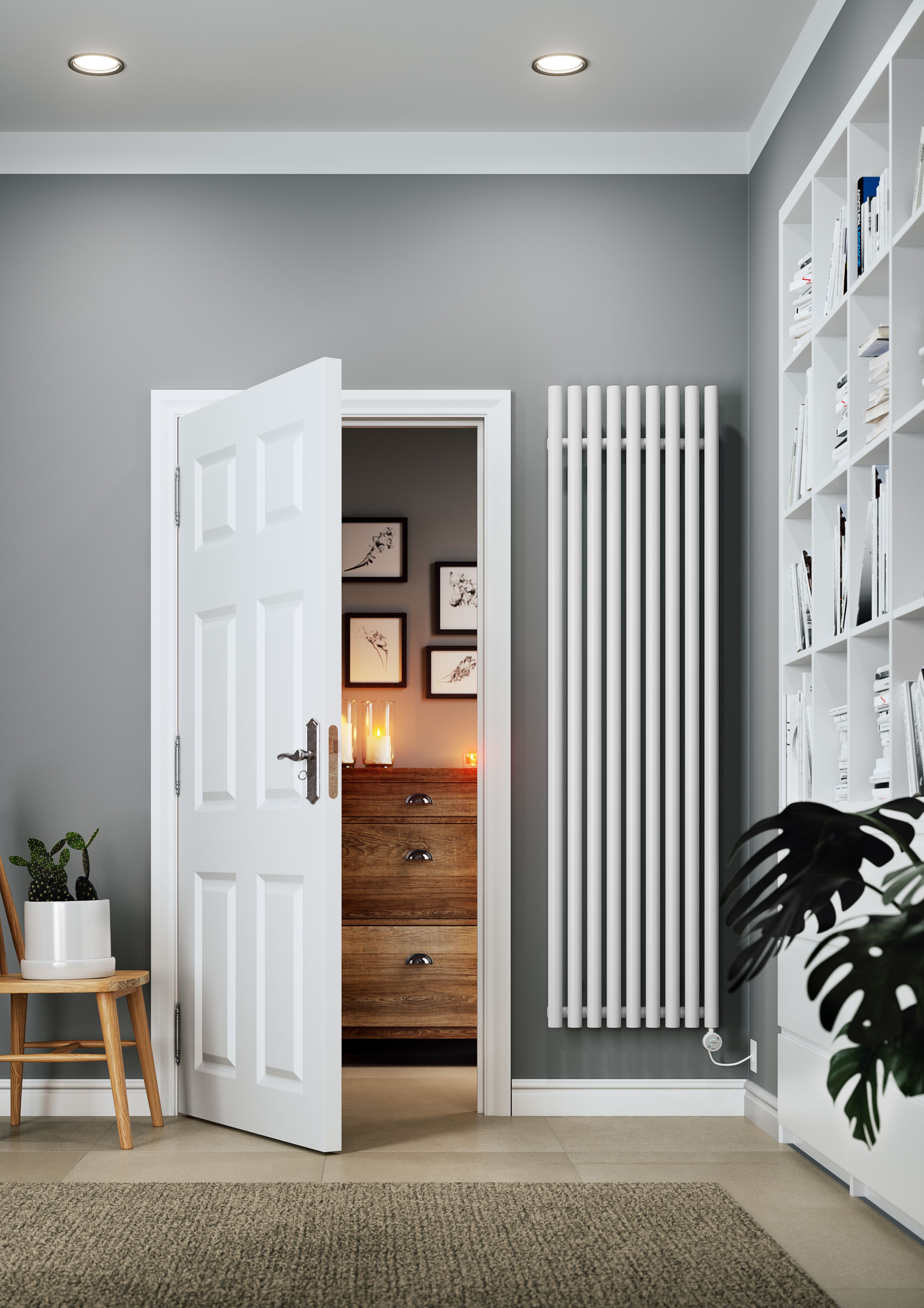 Terma Rolo room White Vertical Electric designer Radiator, (W)480mm x (H)1800mm