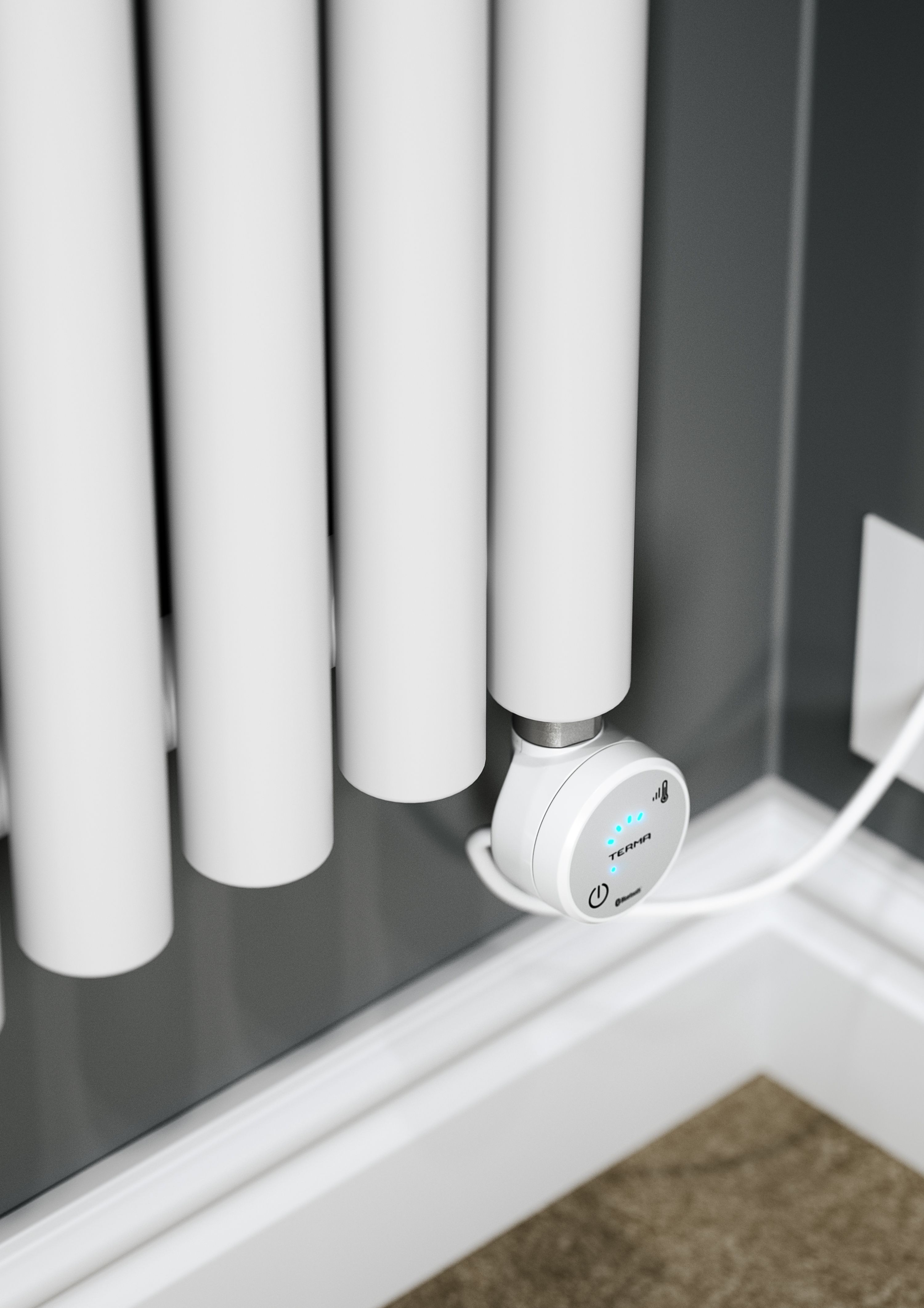 Terma Rolo room White Vertical Electric designer Radiator, (W)480mm x (H)1800mm