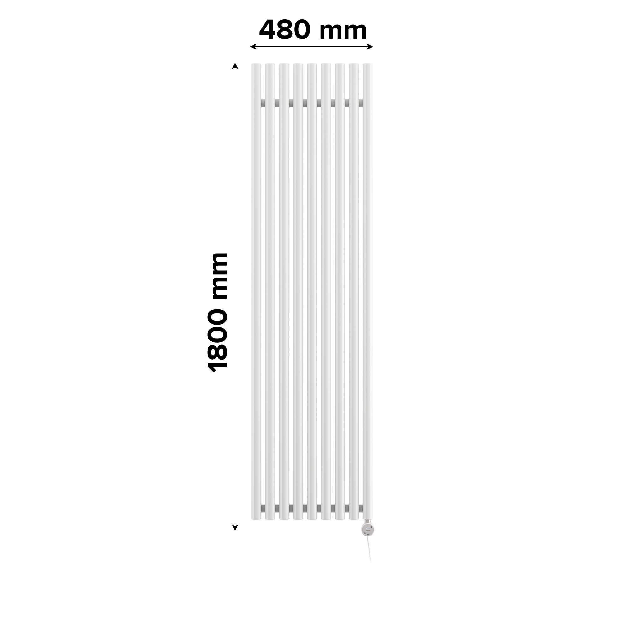 Terma Rolo room White Vertical Electric designer Radiator, (W)480mm x (H)1800mm