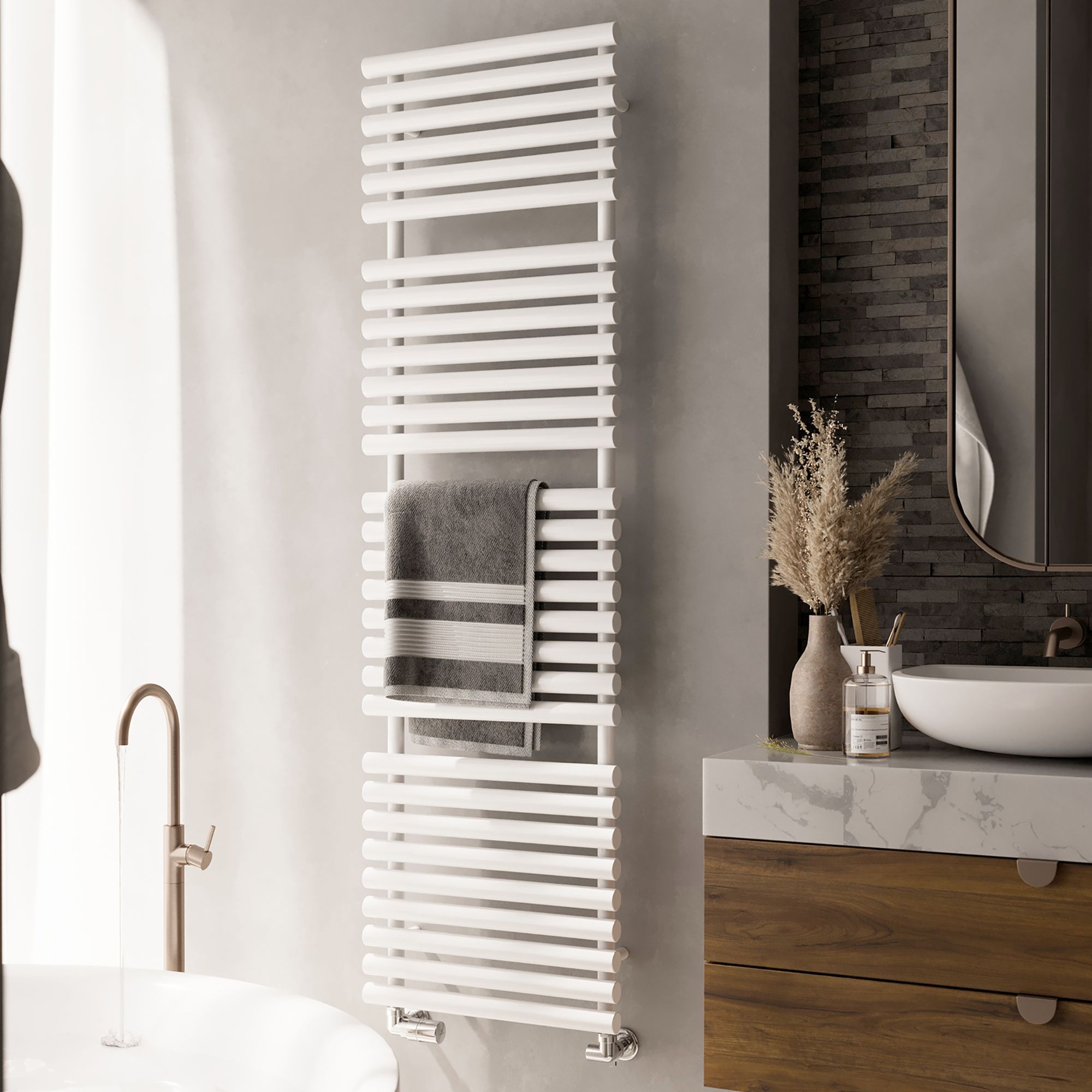 Terma Rolo White Flat Towel warmer (W)520mm x (H)1800mm