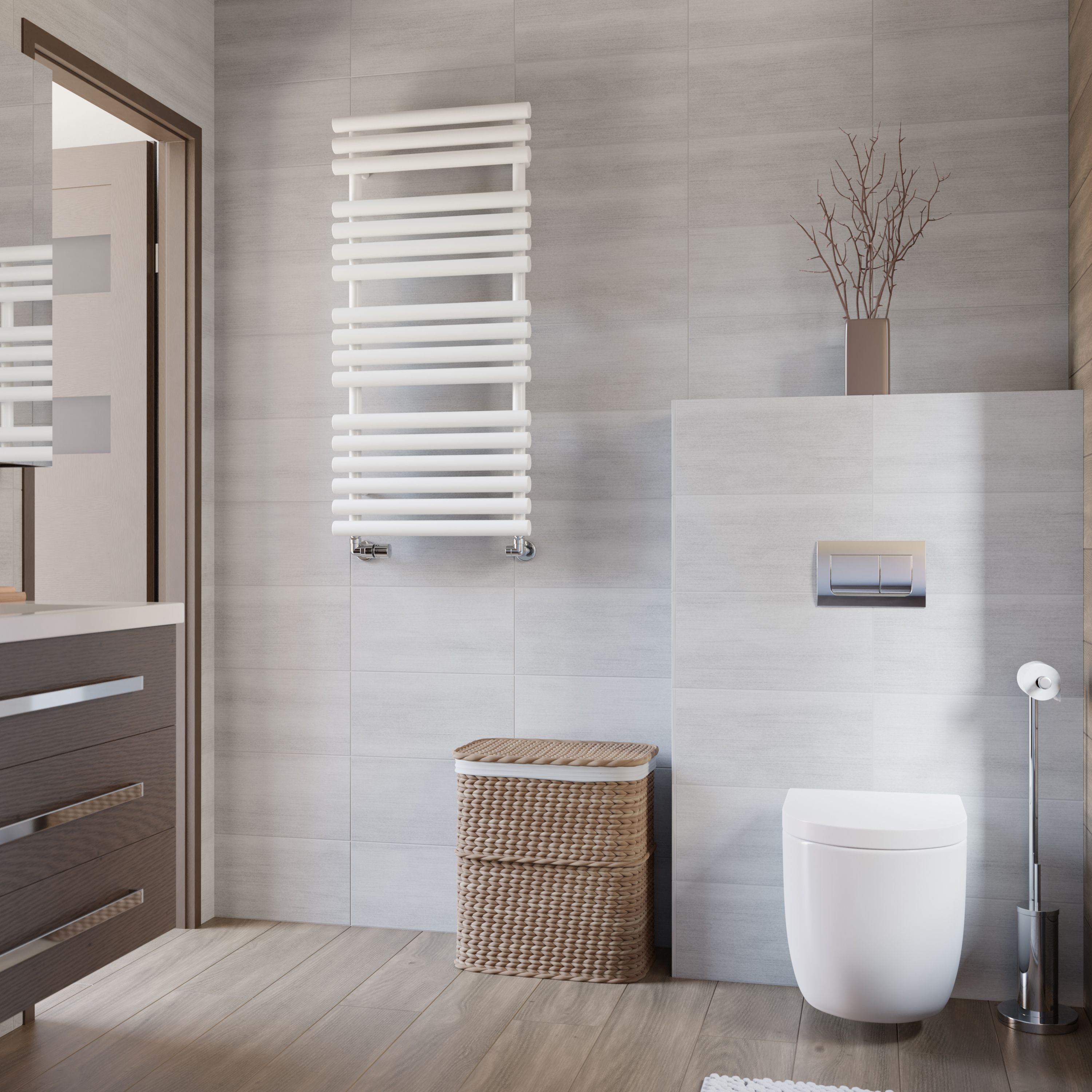 Terma Rolo White Towel warmer (W)520mm x (H)1085mm