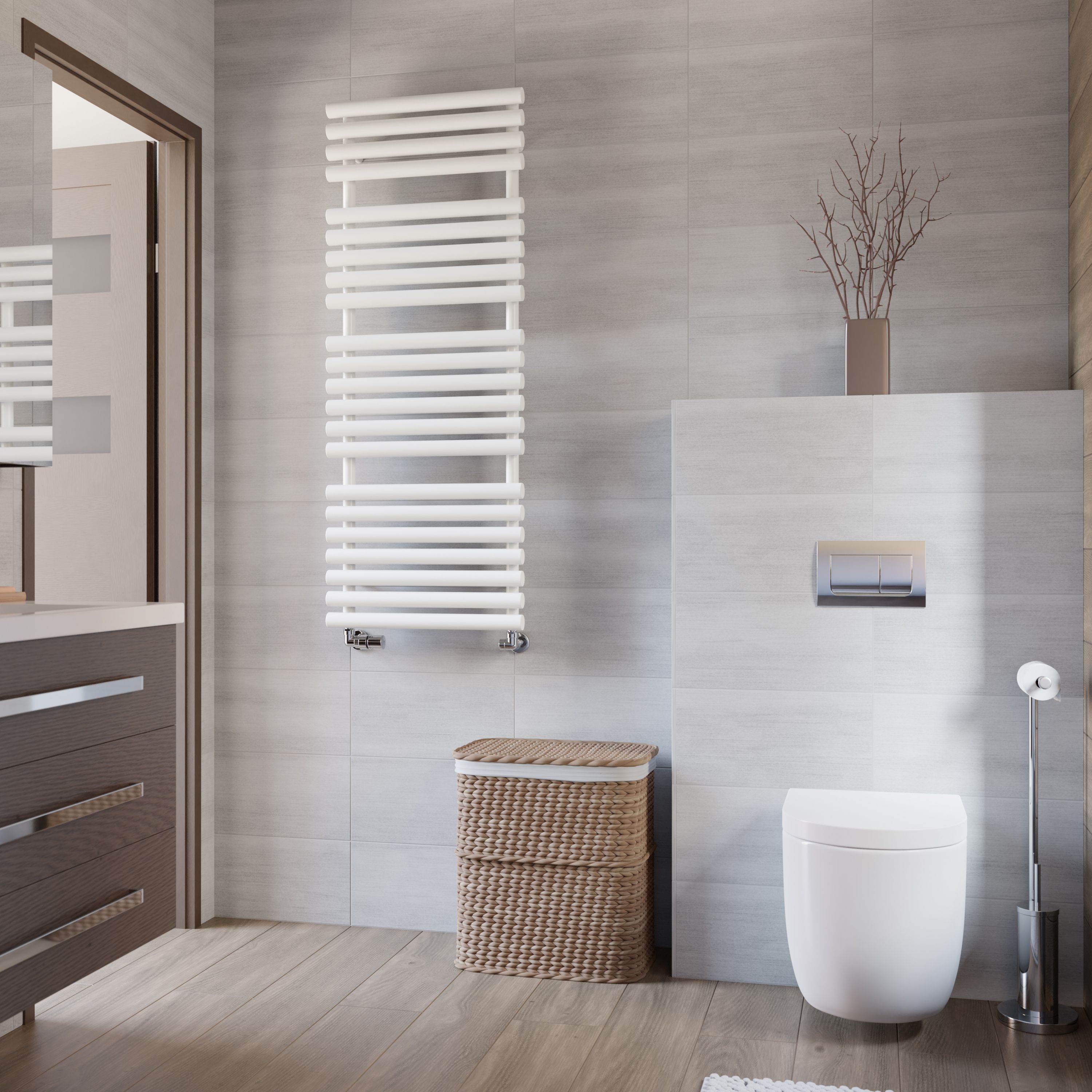 Terma Rolo White Towel warmer (W)520mm x (H)1360mm