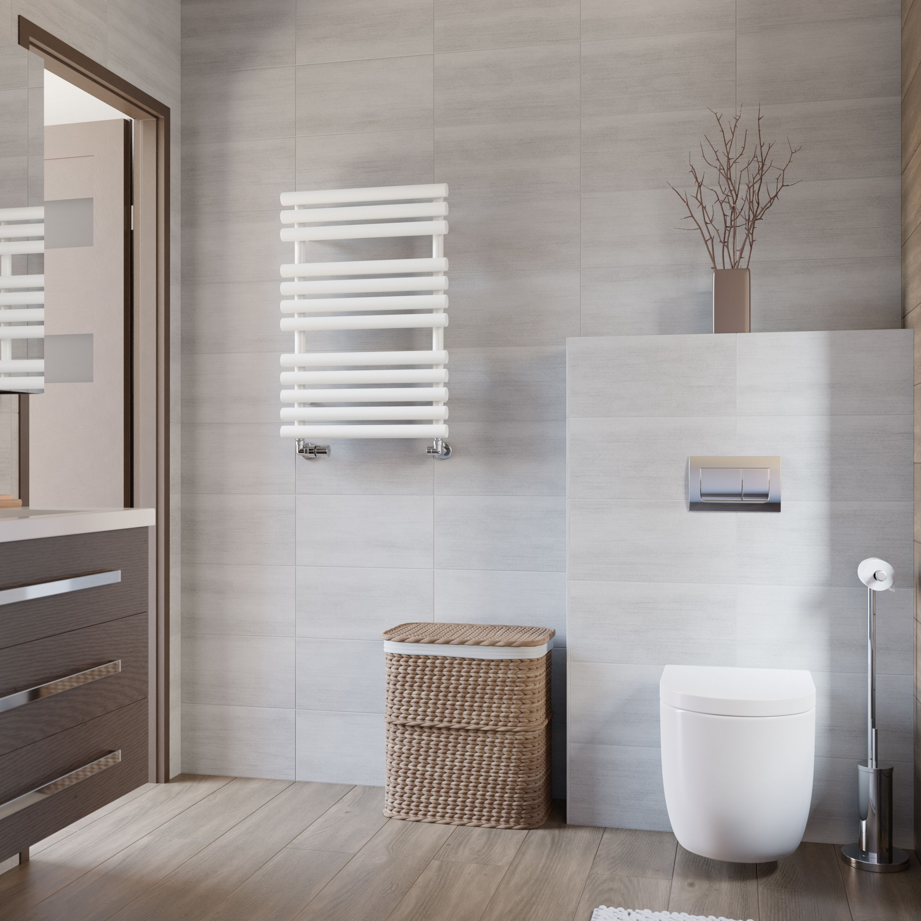 Terma Rolo White Towel warmer (W)520mm x (H)755mm