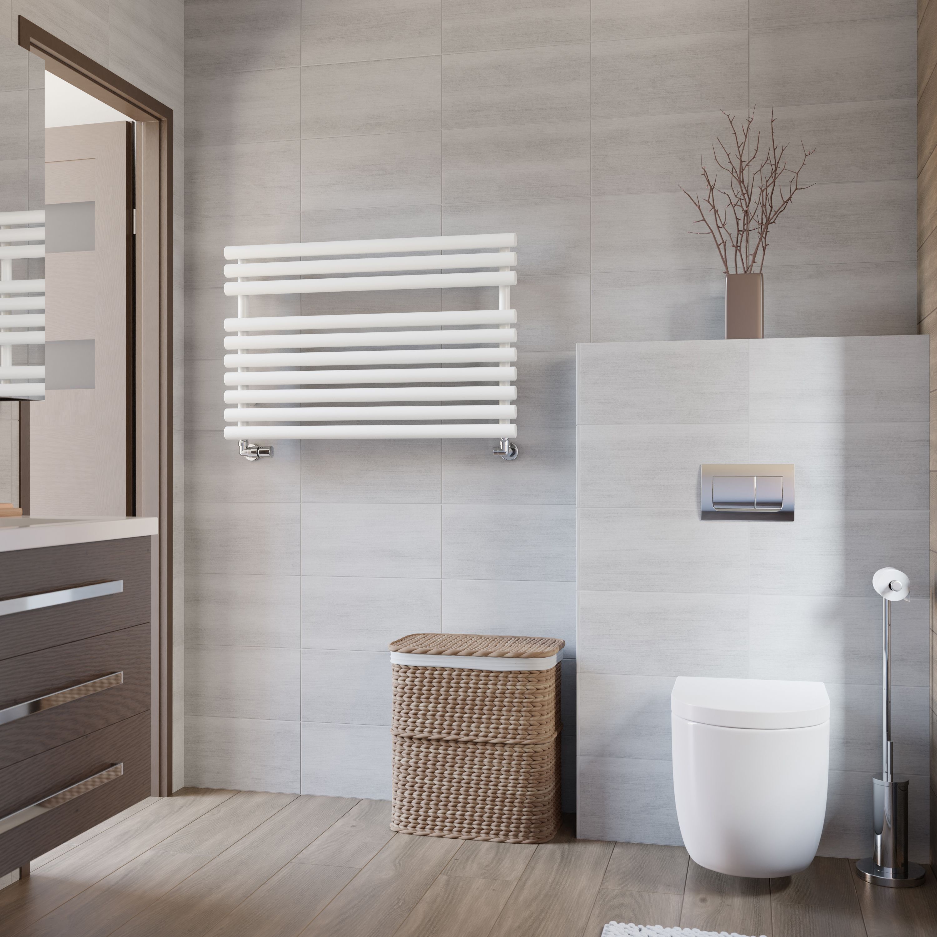 Terma Rolo White Towel warmer (W)900mm x (H)590mm