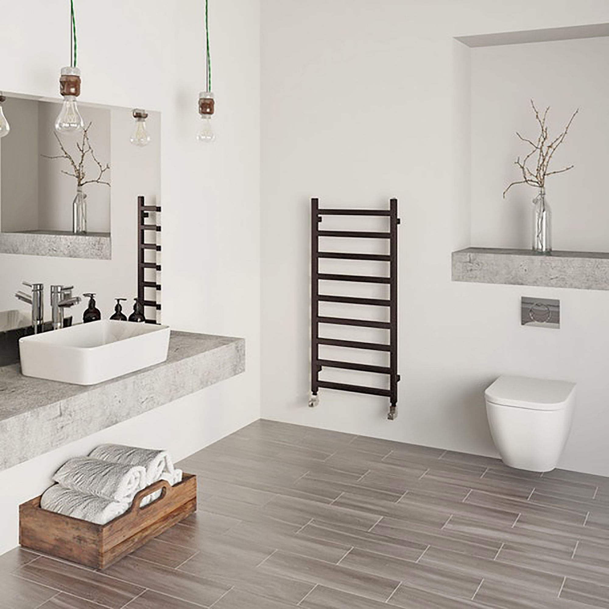 Terma Simple Black Flat Towel warmer (W)500mm x (H)1080mm