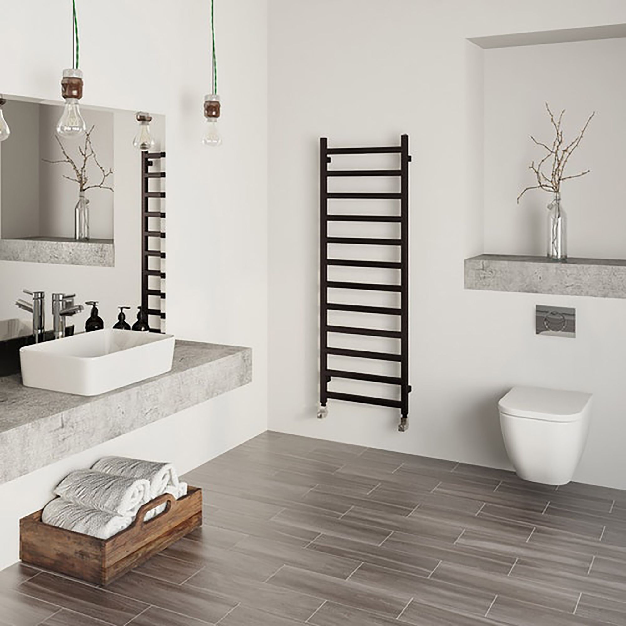 Terma Simple Black Flat Towel warmer (W)500mm x (H)1440mm