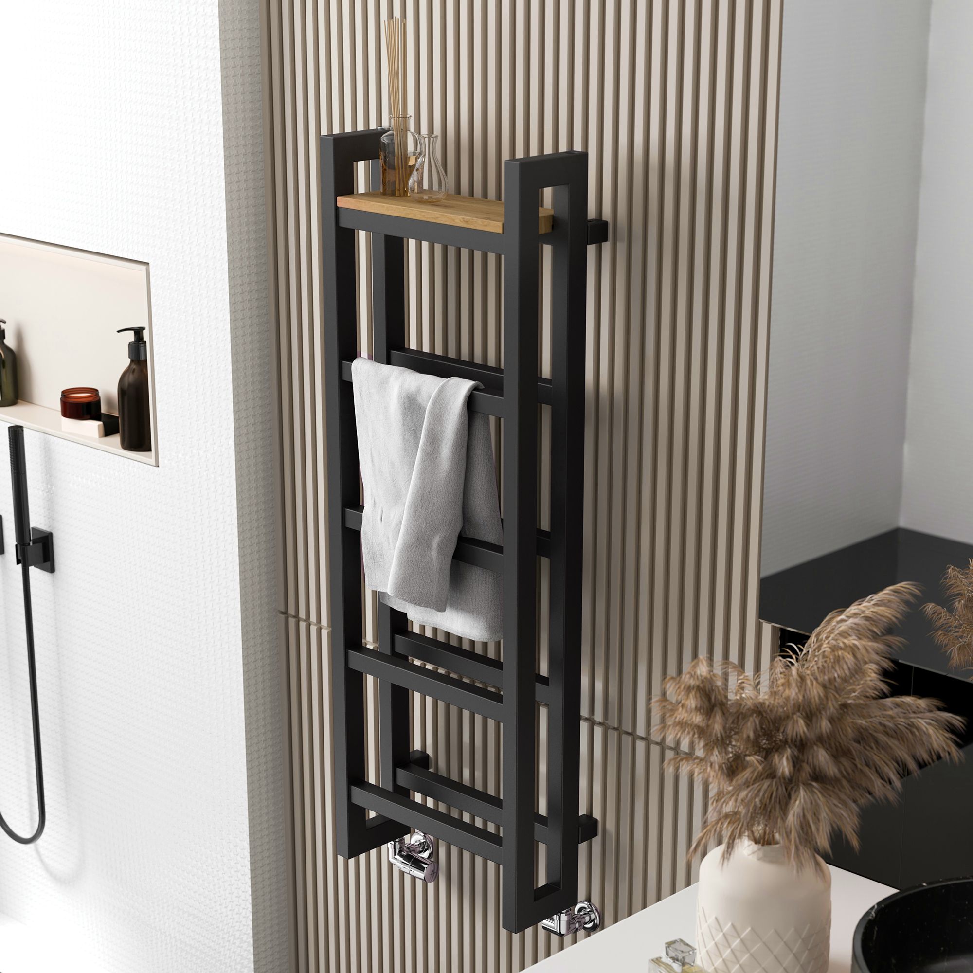 Terma Stand Grey Flat Towel warmer (W)400mm x (H)1150mm