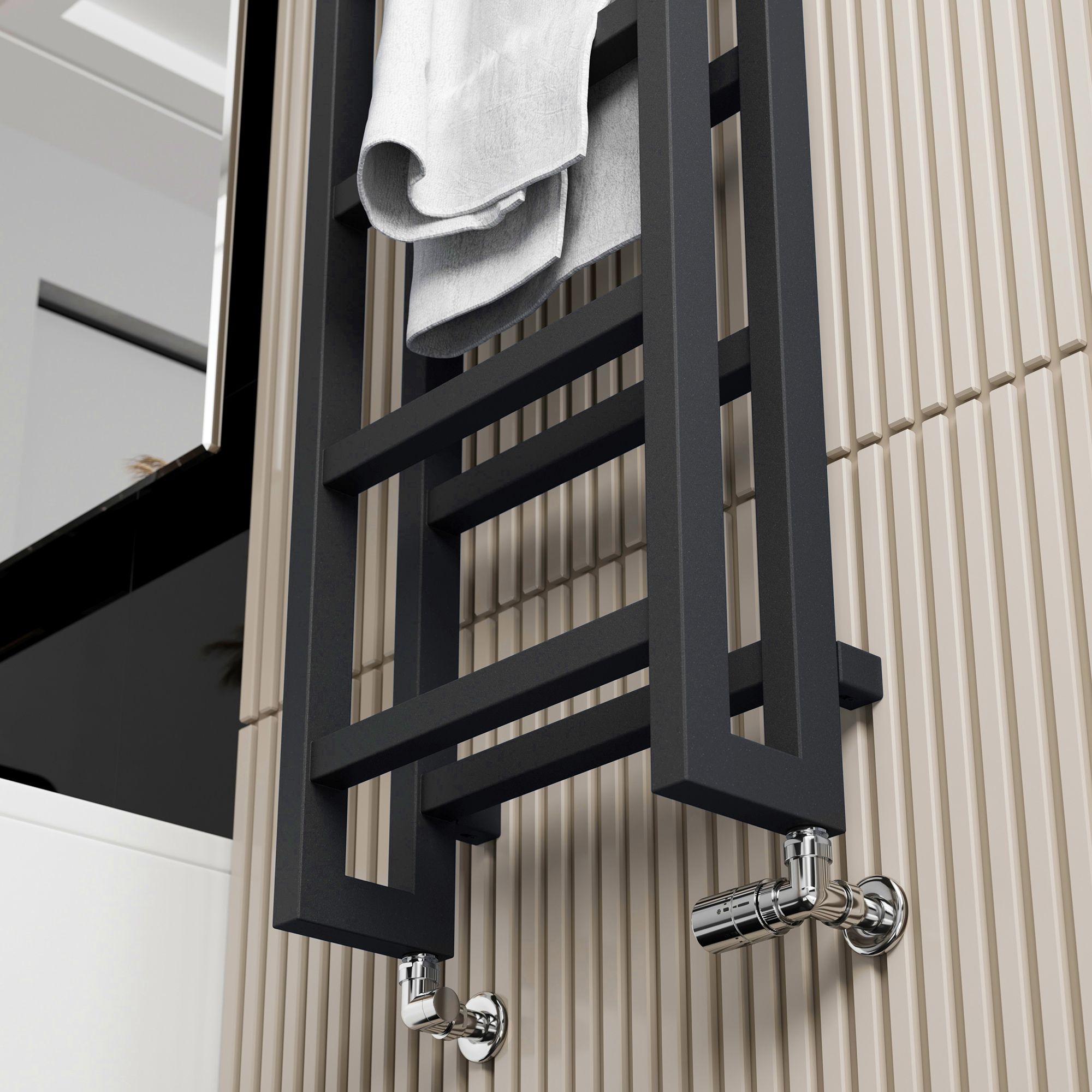 Terma Stand Grey Flat Towel warmer (W)400mm x (H)1150mm