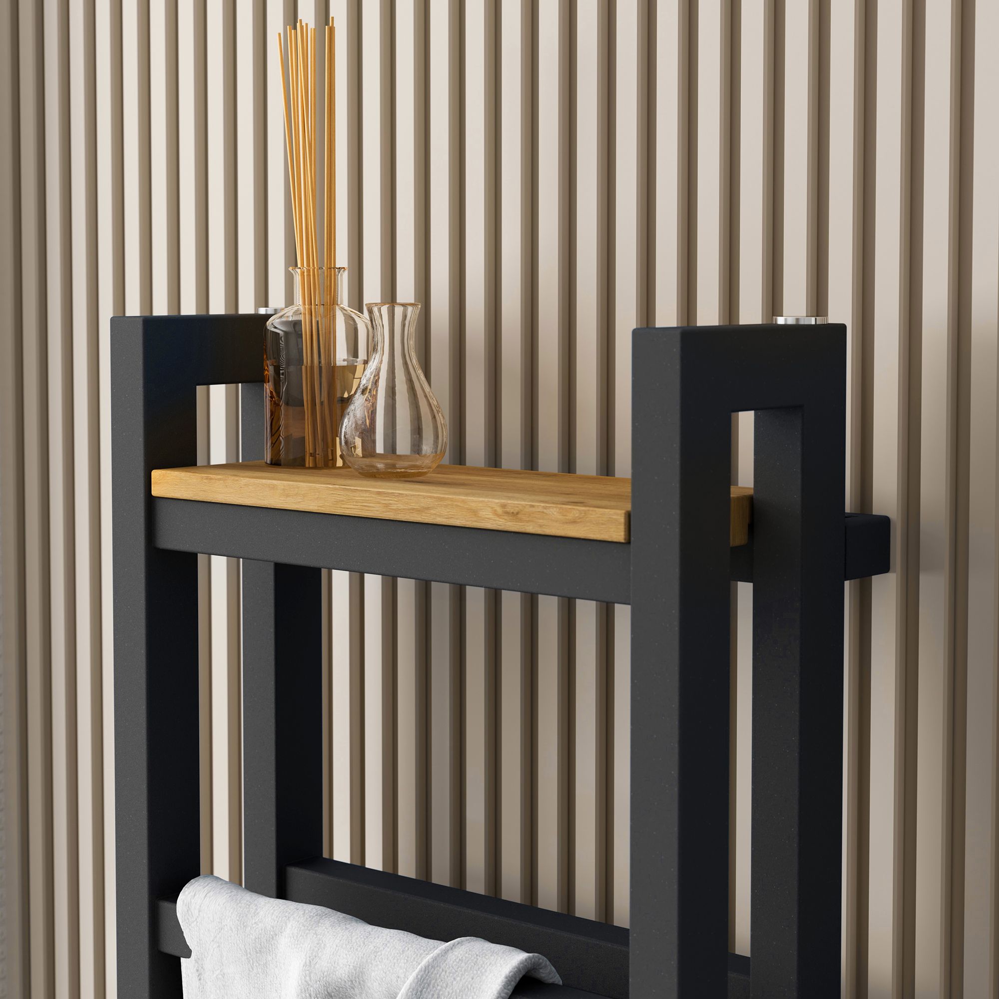 Terma Stand Grey Flat Towel warmer (W)400mm x (H)1150mm