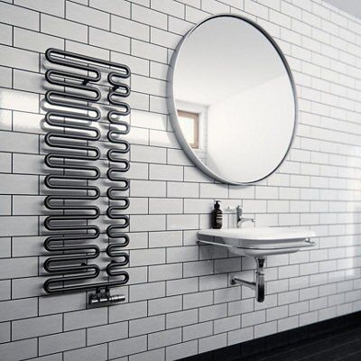 Terma Swale Metallic black Towel warmer (W)465mm x (H)1244mm