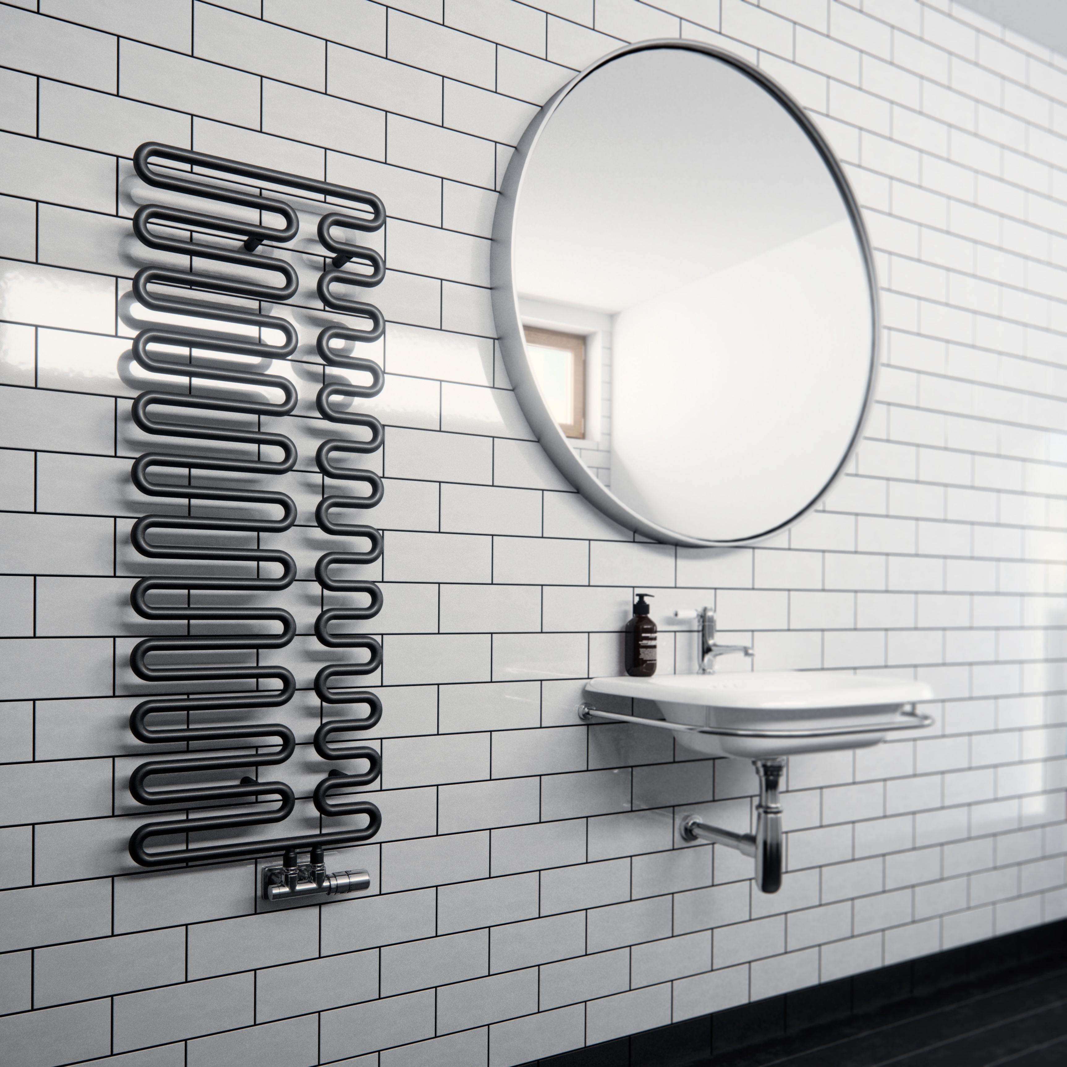 Terma Swale Metallic black Towel warmer (W)465mm x (H)1244mm