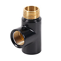 Terma T-Piece Black Radiator valve (Dia)15mm x ½"