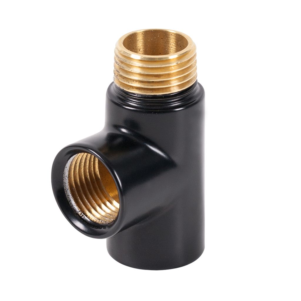 Terma T-Piece Black Radiator valve (Dia)15mm x ½"