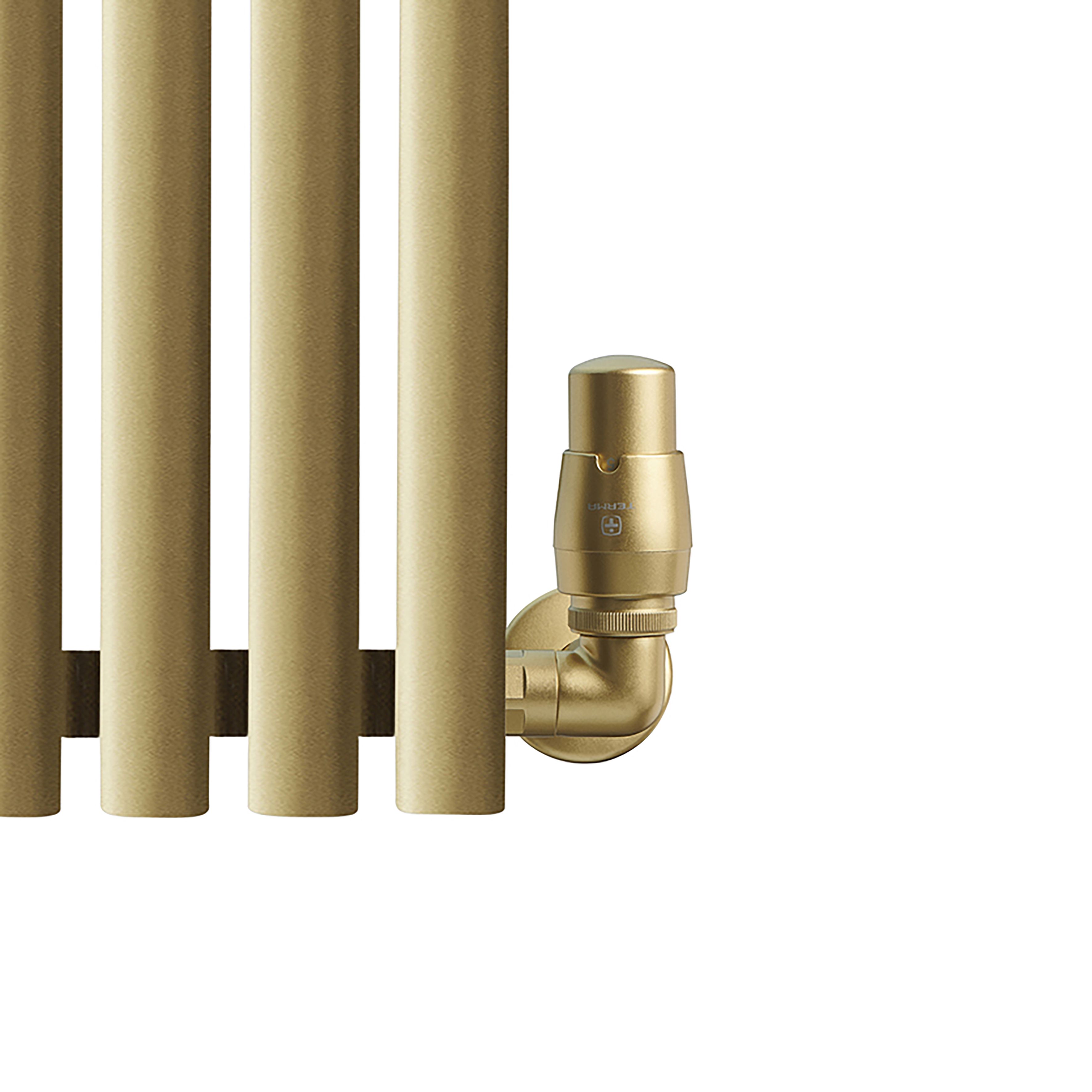 Terma Vision Brass Left sided Corner Radiator valve & lockshield (Dia)15mm x ½"