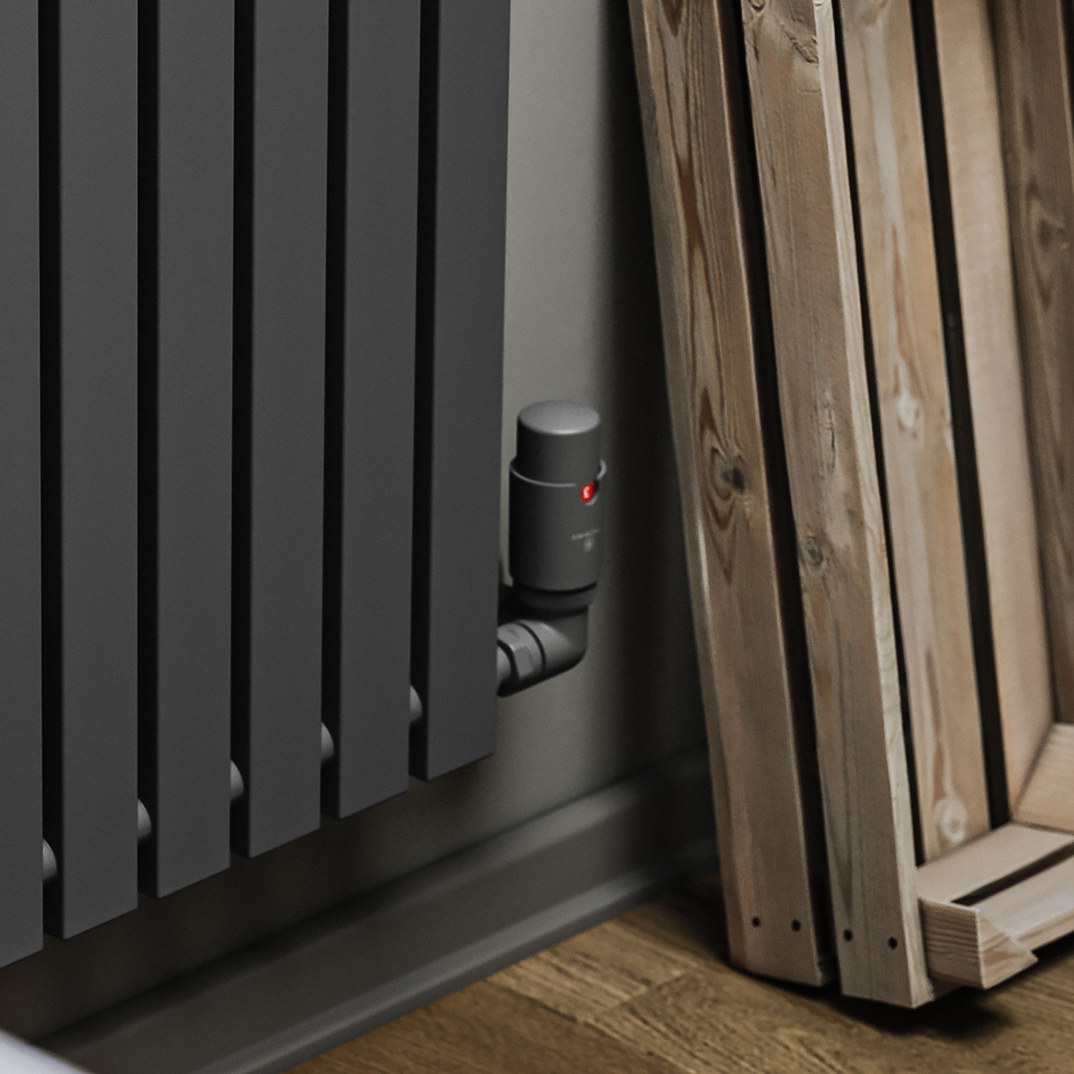 Terma Vision Modern grey Right sided Corner Radiator valve & lockshield (Dia)15mm x ½"